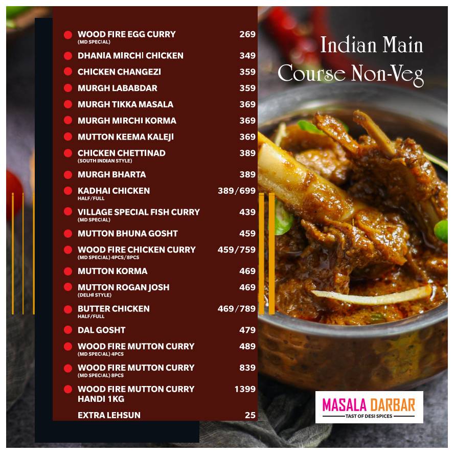 Masala Darbar menu