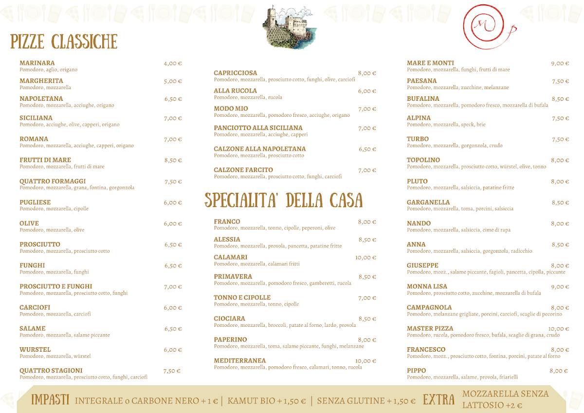 Menu di Pizzeria Master Pizza - Ristorante Le Due Torri 