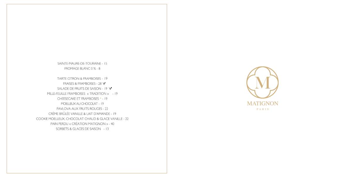 Menu de Matignon