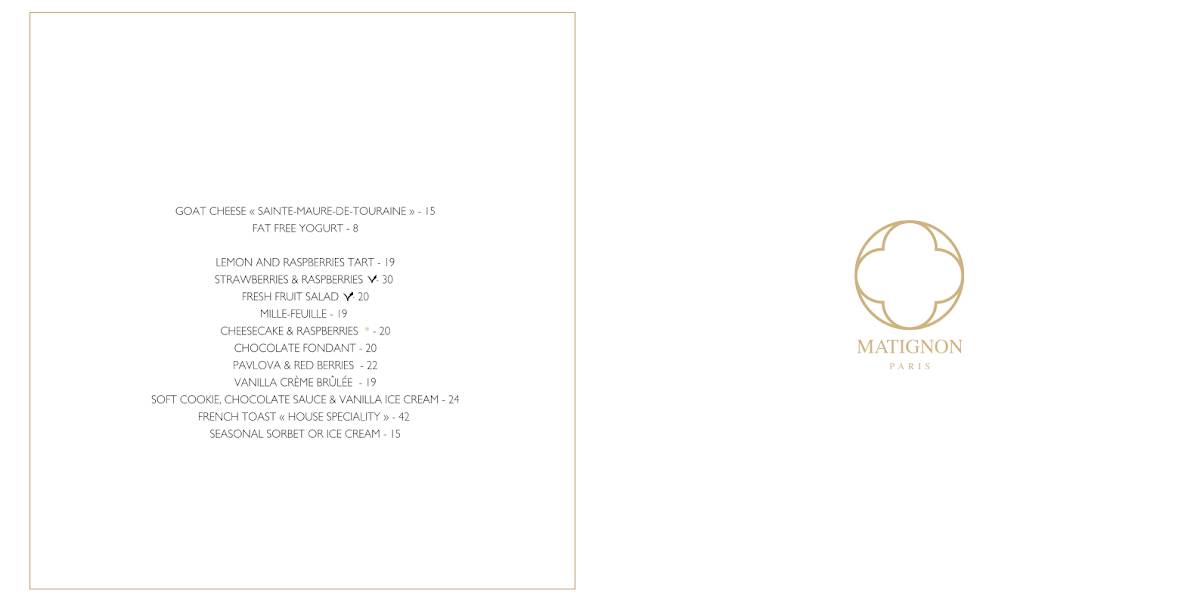 Menu de Matignon