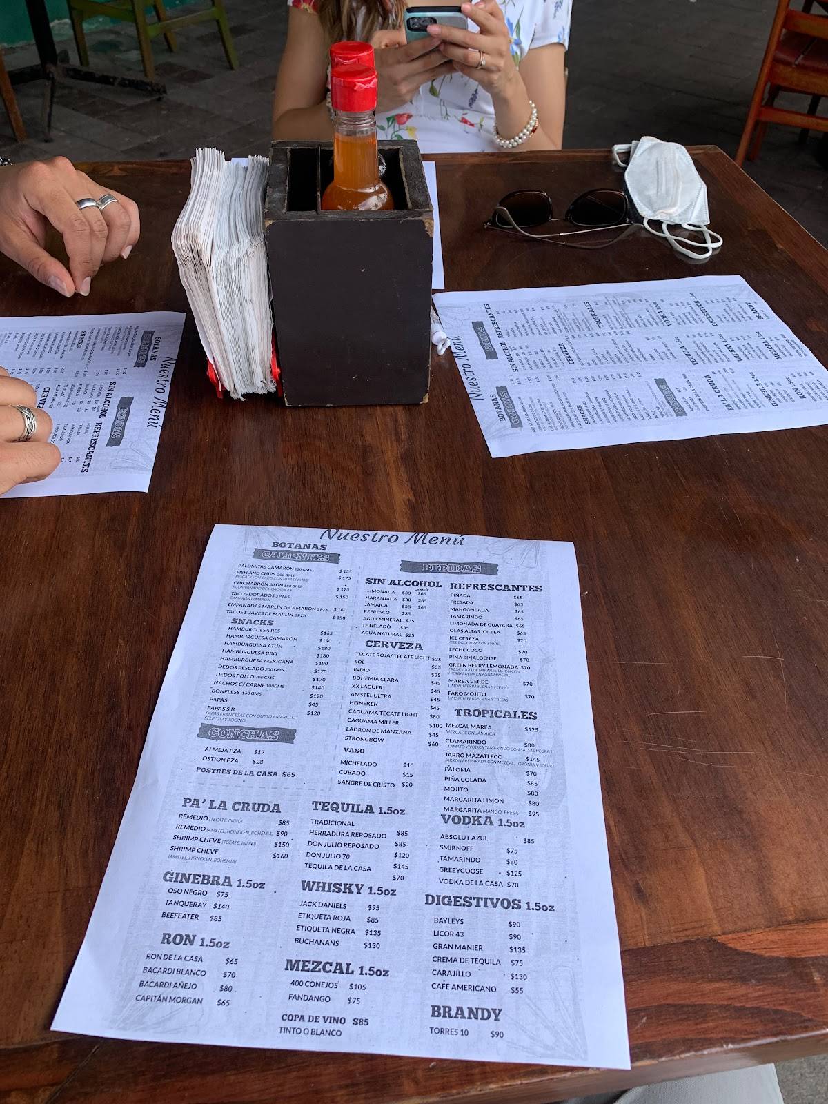 Menu at Barrio Olas Altas (Shrimp Bucket), Mazatlán