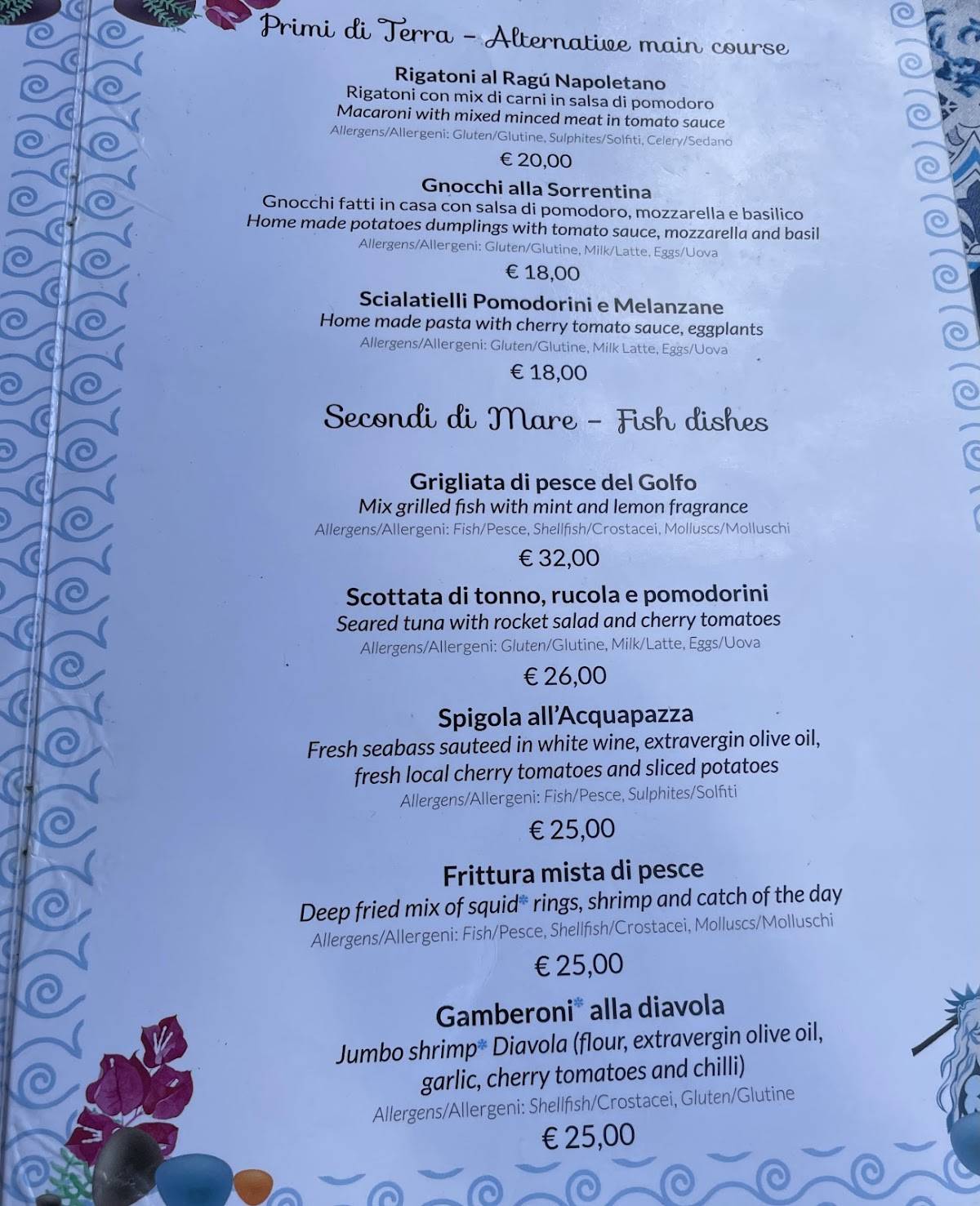 Menu di Ristorante Mediterraneo 