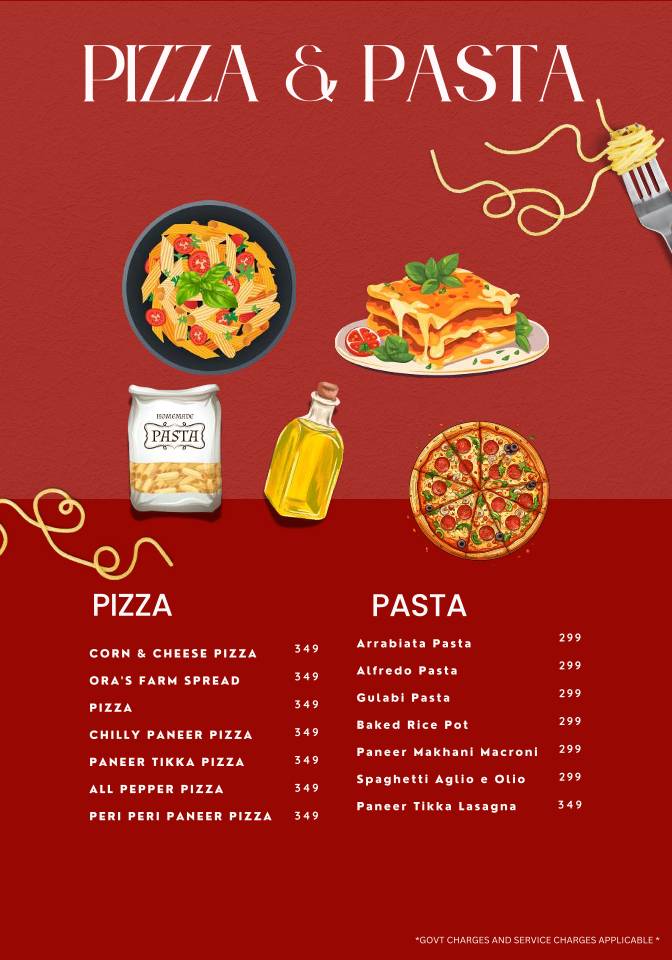 Ora Lounge menu