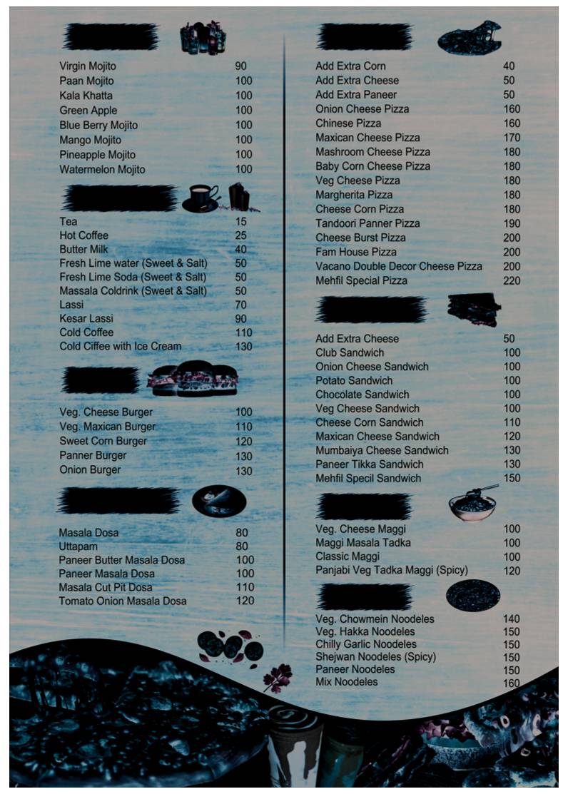 Mehfil Restro Rajim menu