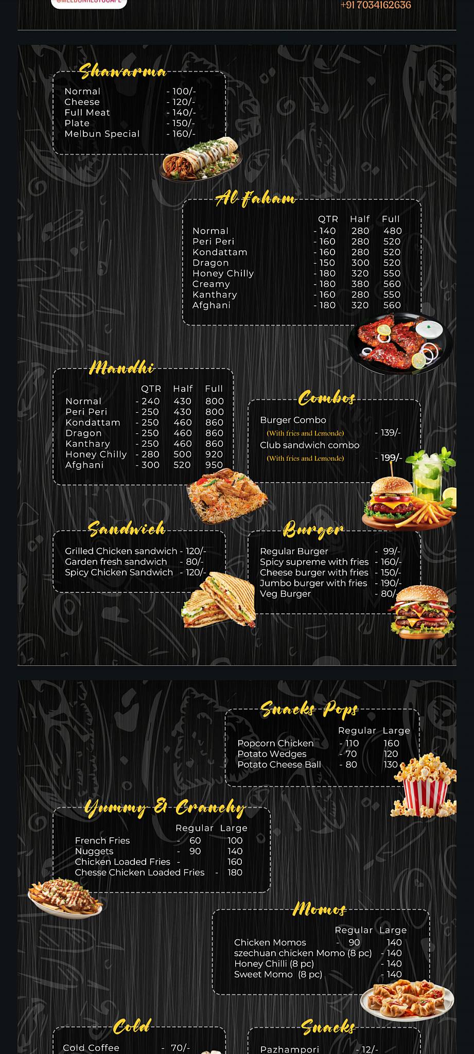 Melbun Cafe Restaurant menu