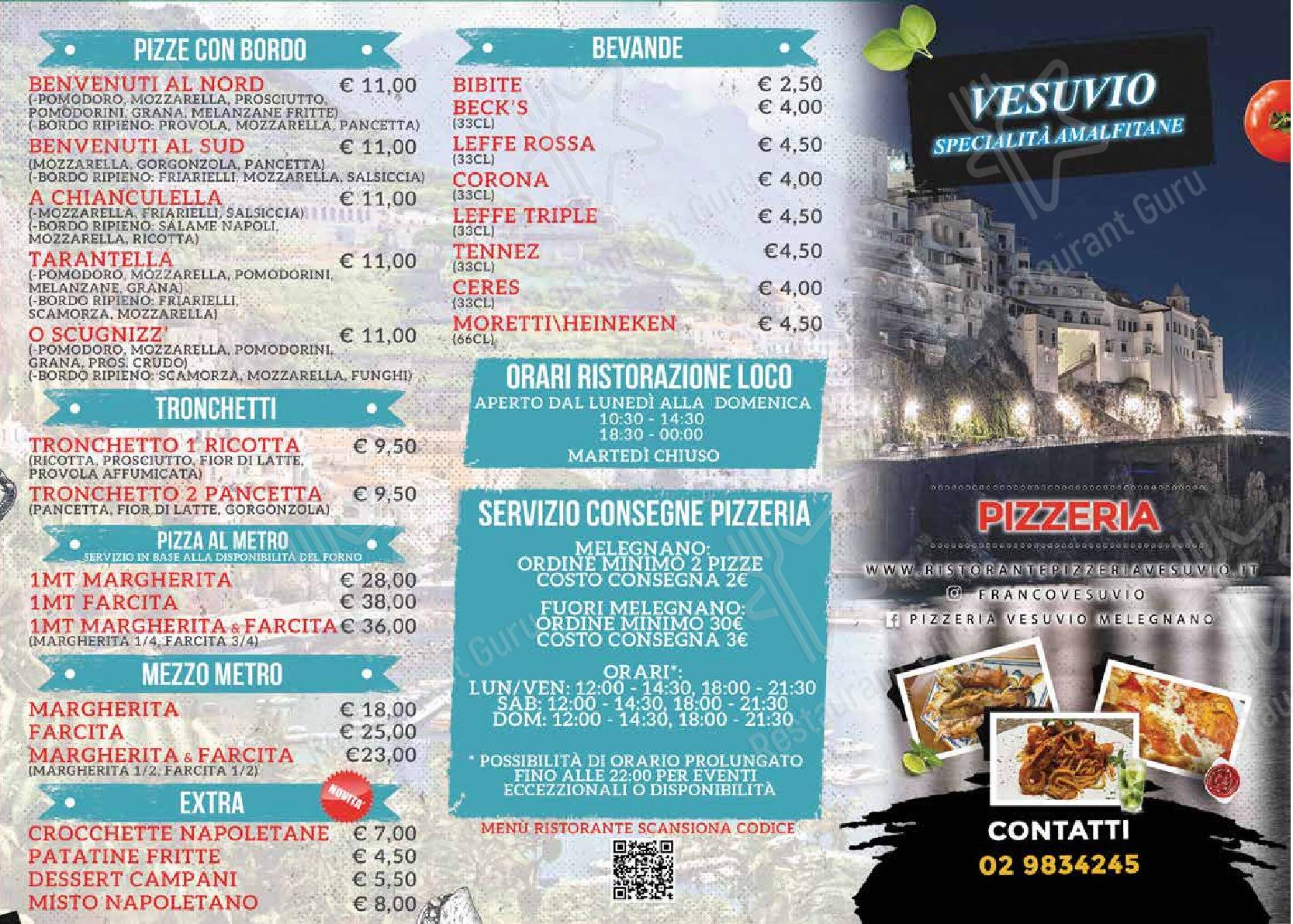 Menu di Pizzeria Vesuvio - piatti e bevande