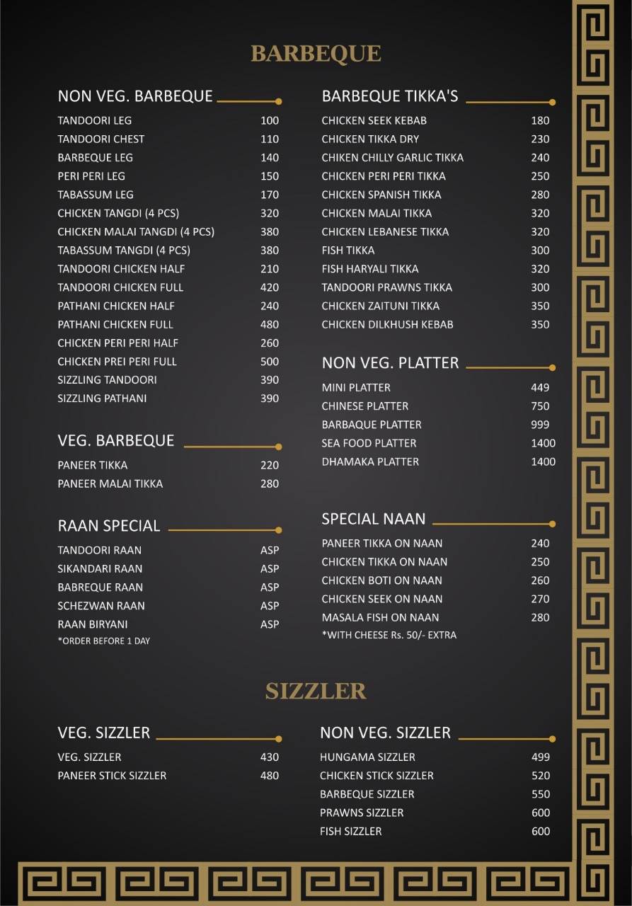 Mezbaan Pizza & Grill The Multi Cuisine Family Restaurant menu