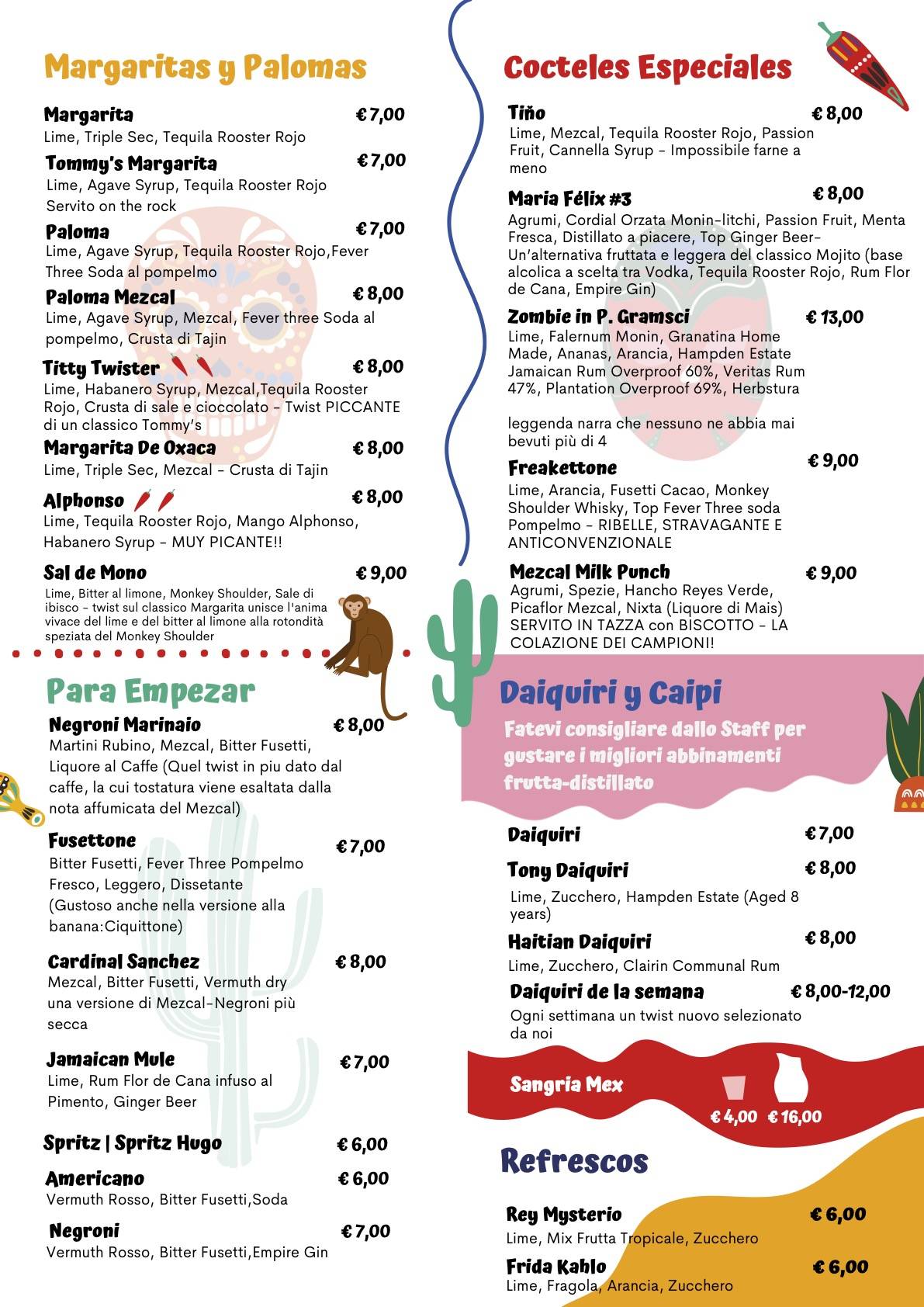 Menu di Mezcal 