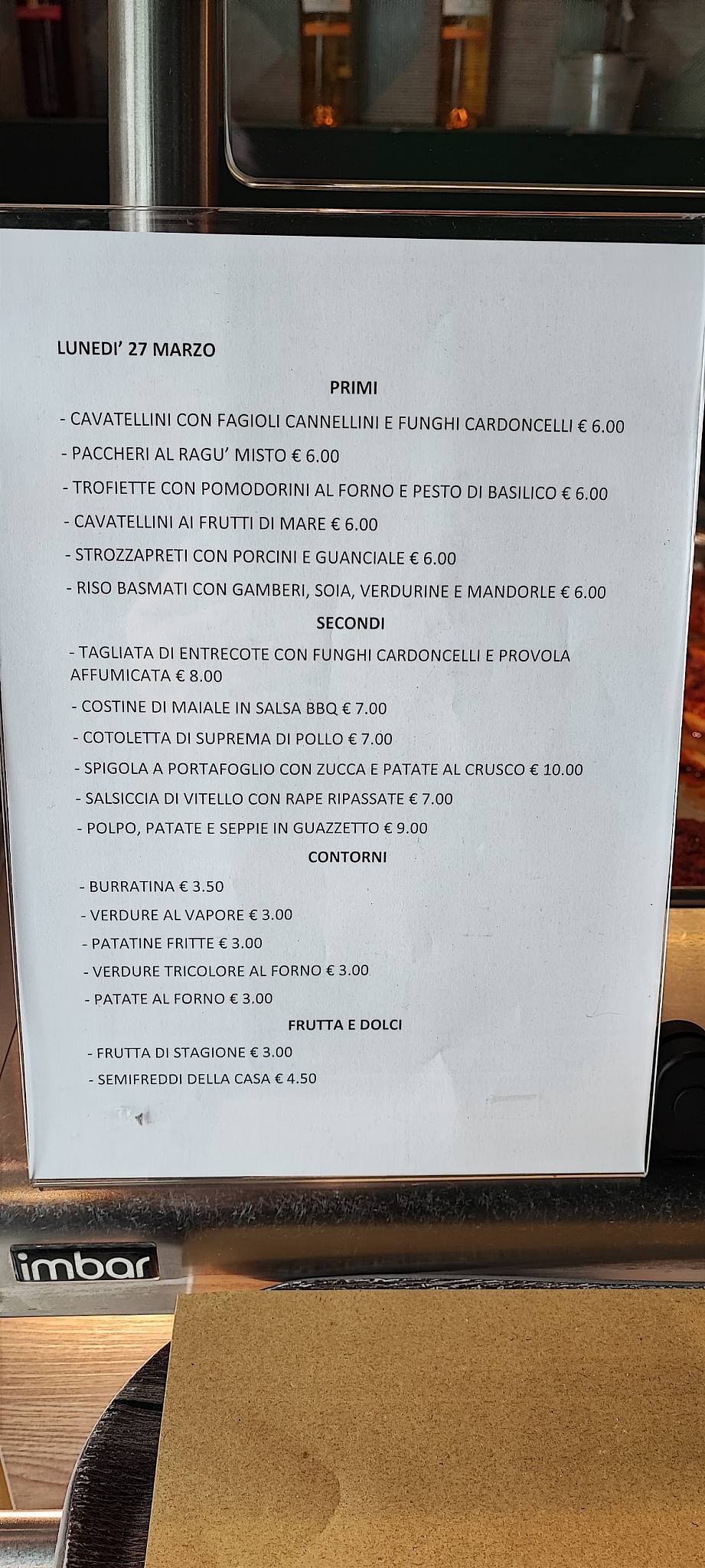 Menu di Mezzadì - Ristorante self-service 