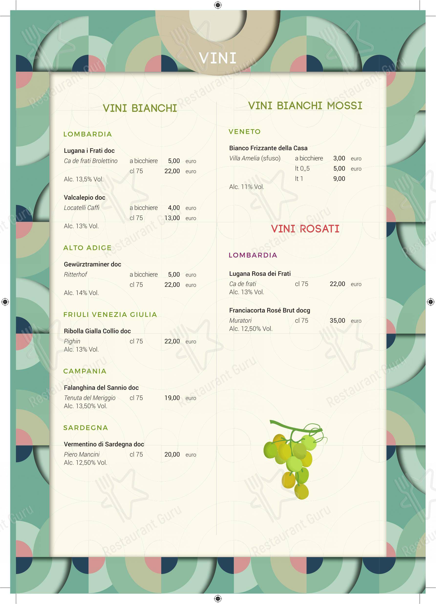 Menu bar per Mi gioco la pizza ristorante