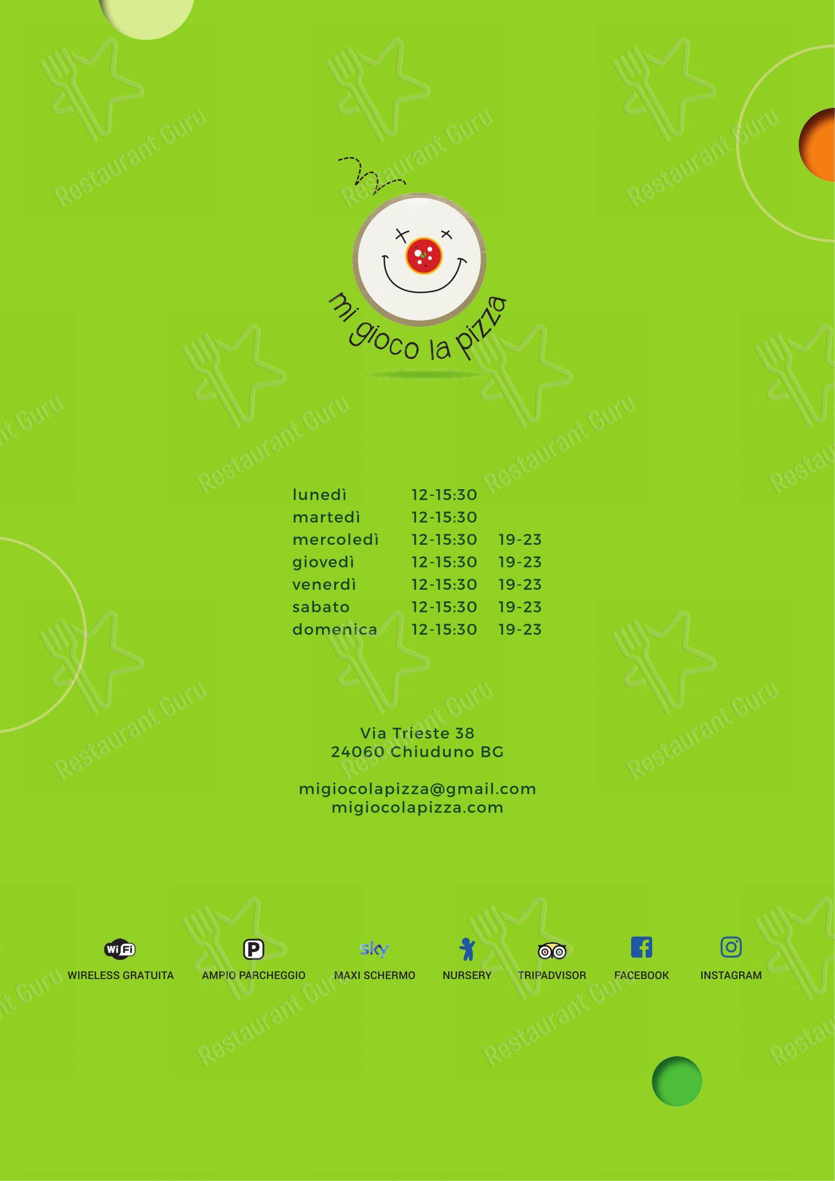 Menu per Mi gioco la pizza ristorante