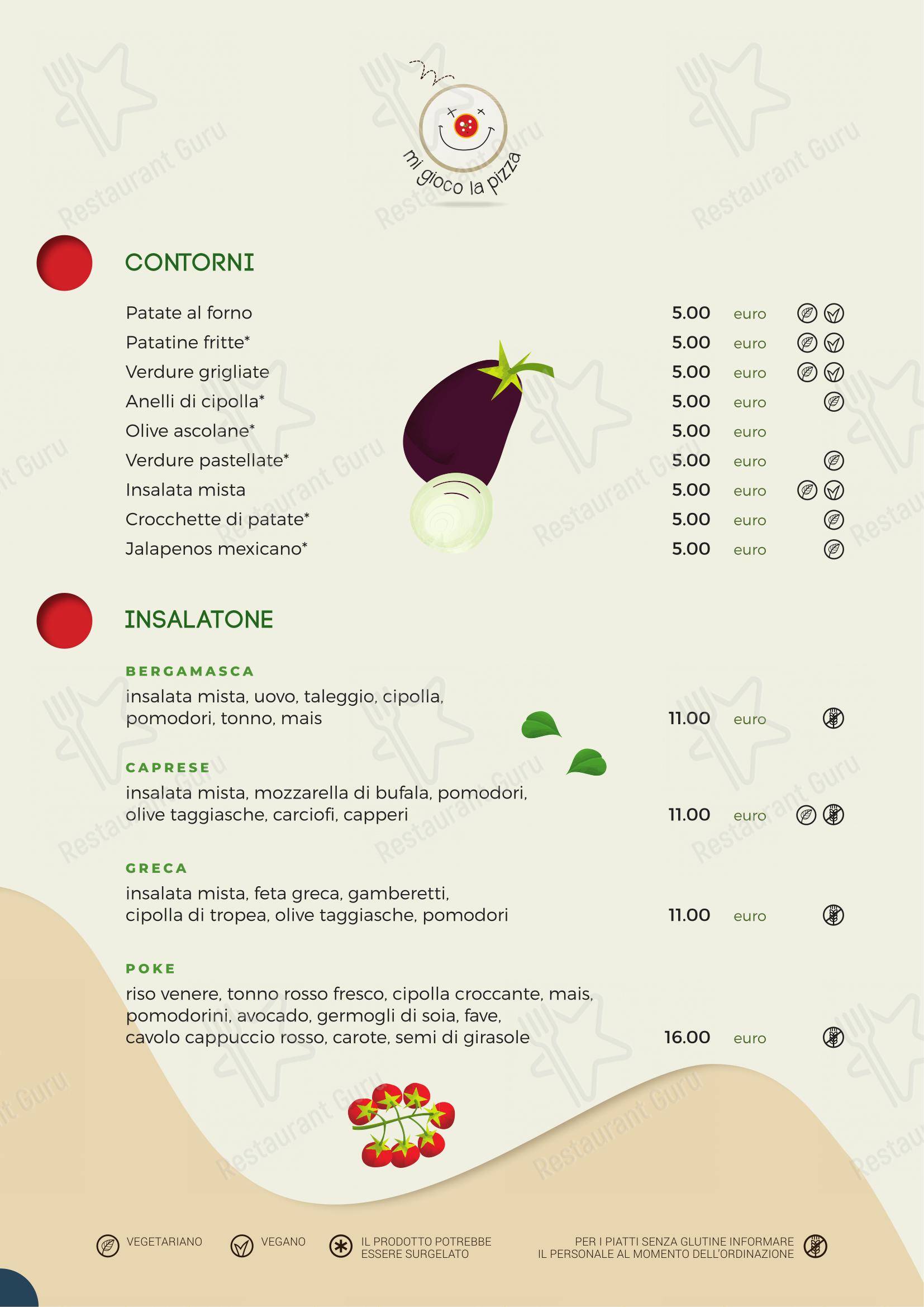 Mi gioco la pizza in Chiuduno - Menu