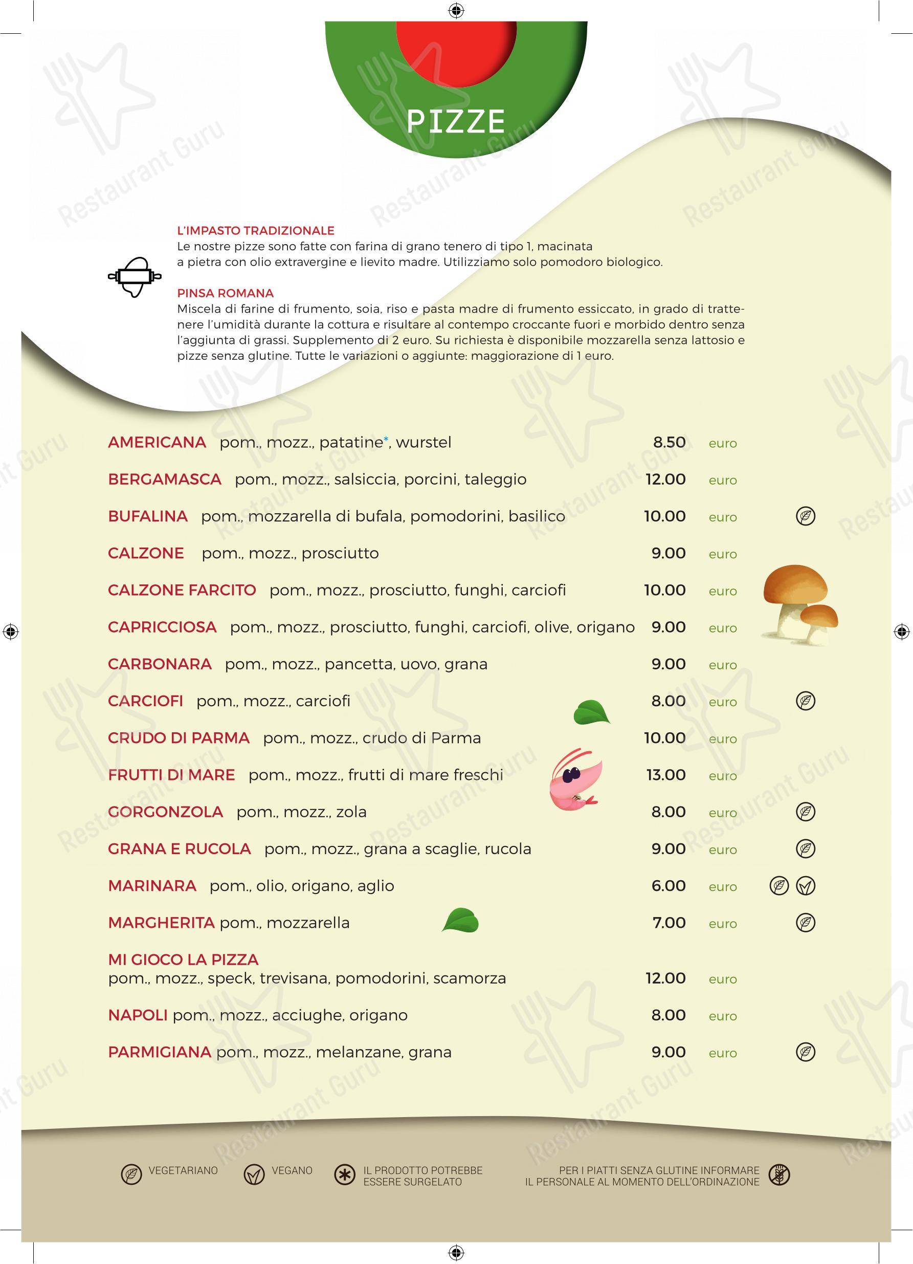 Menu di Mi gioco la pizza - Menu bar