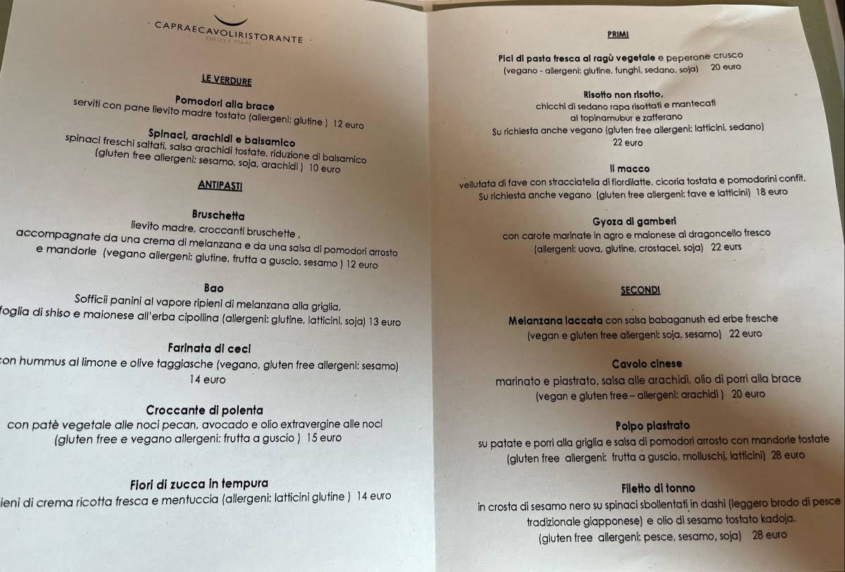 Menu di Capra e Cavoli 