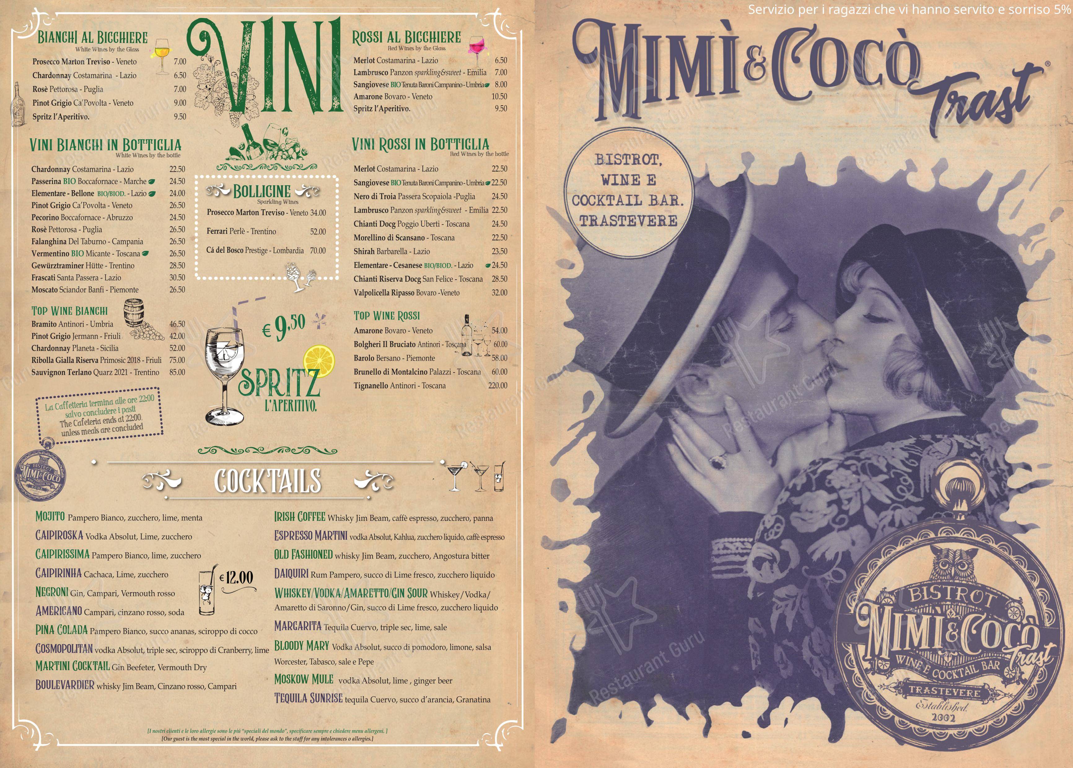 Menu per Mimì E Cocò Trast in Roma