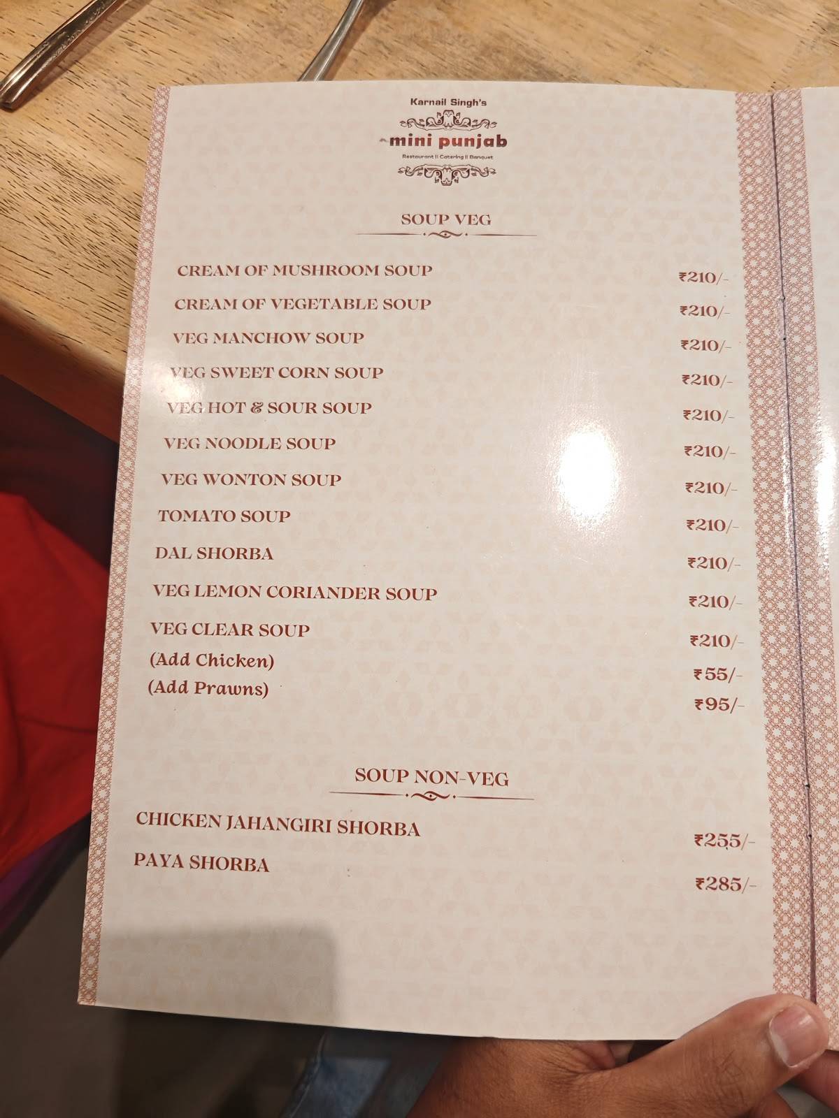 Mini Punjab Vashi menu