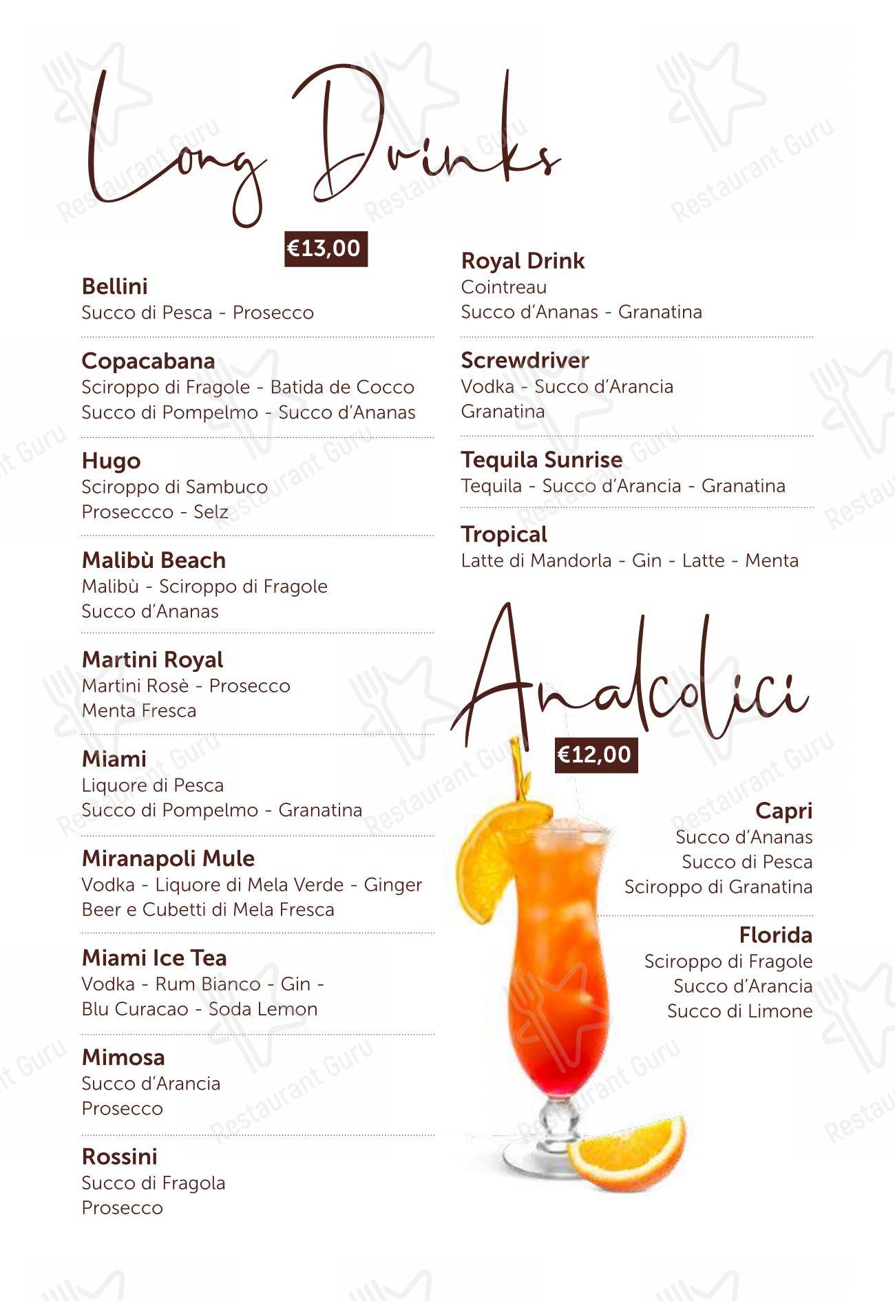 Menu per Bar Miranapoli in Napoli