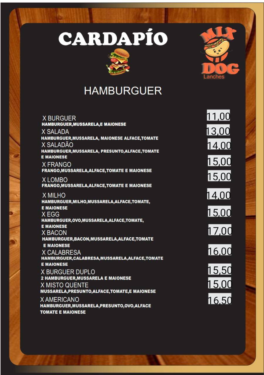 Mix Dog Lanches cardápio