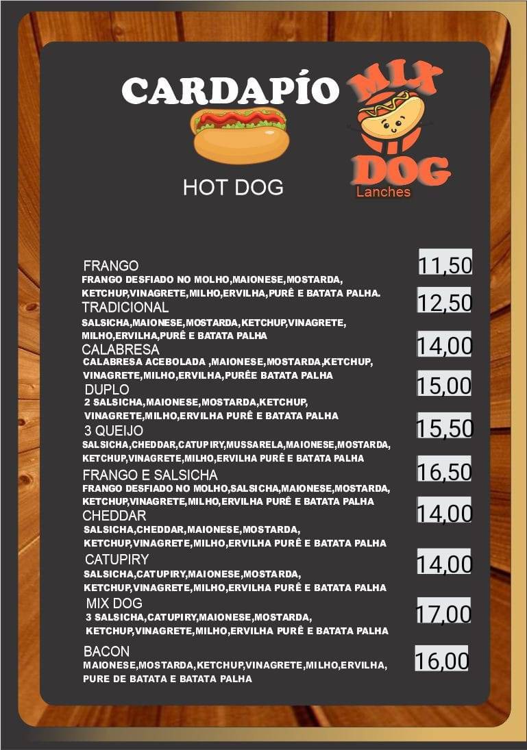 Mix Dog Lanches cardápio