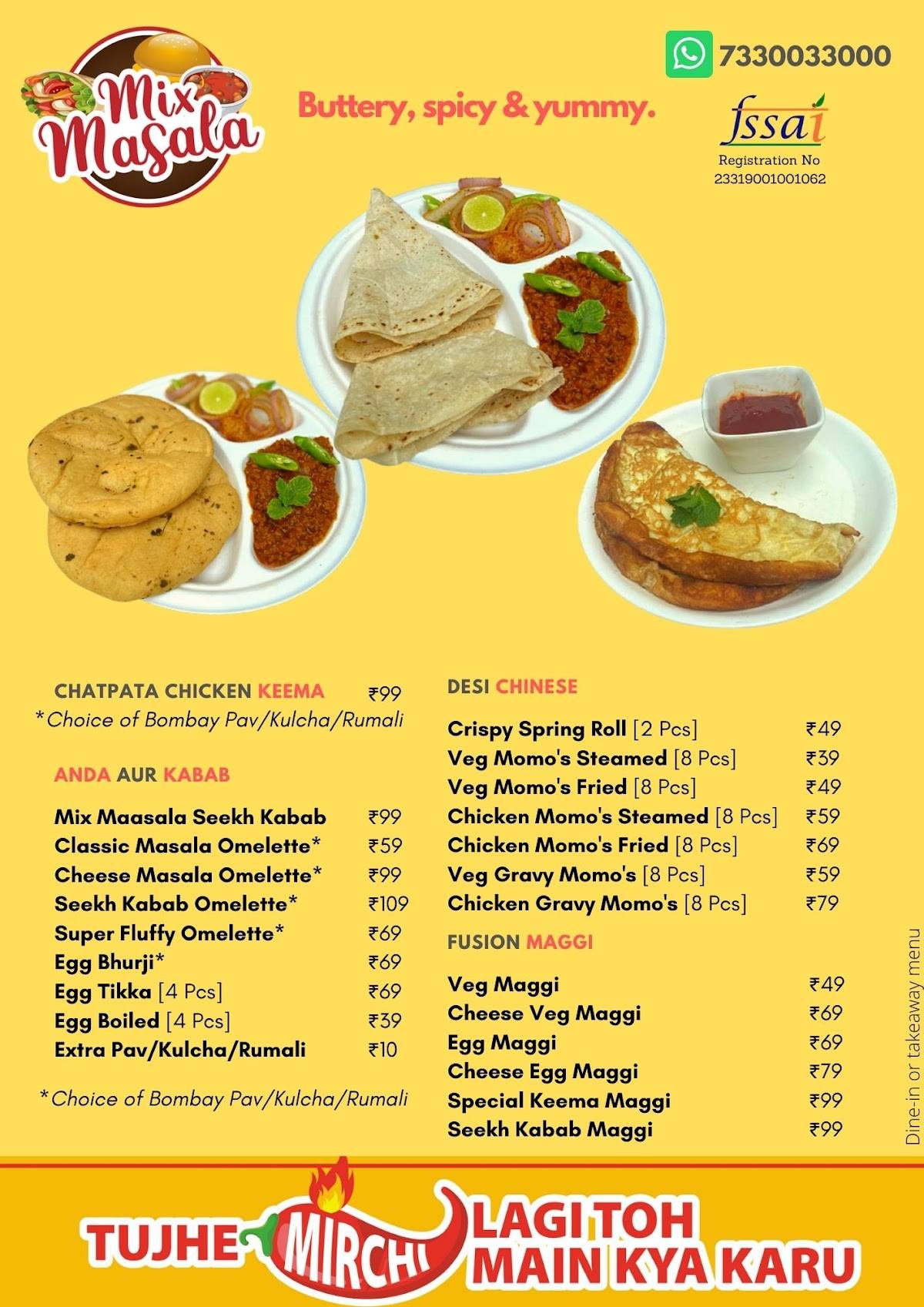 Mix Masala menu