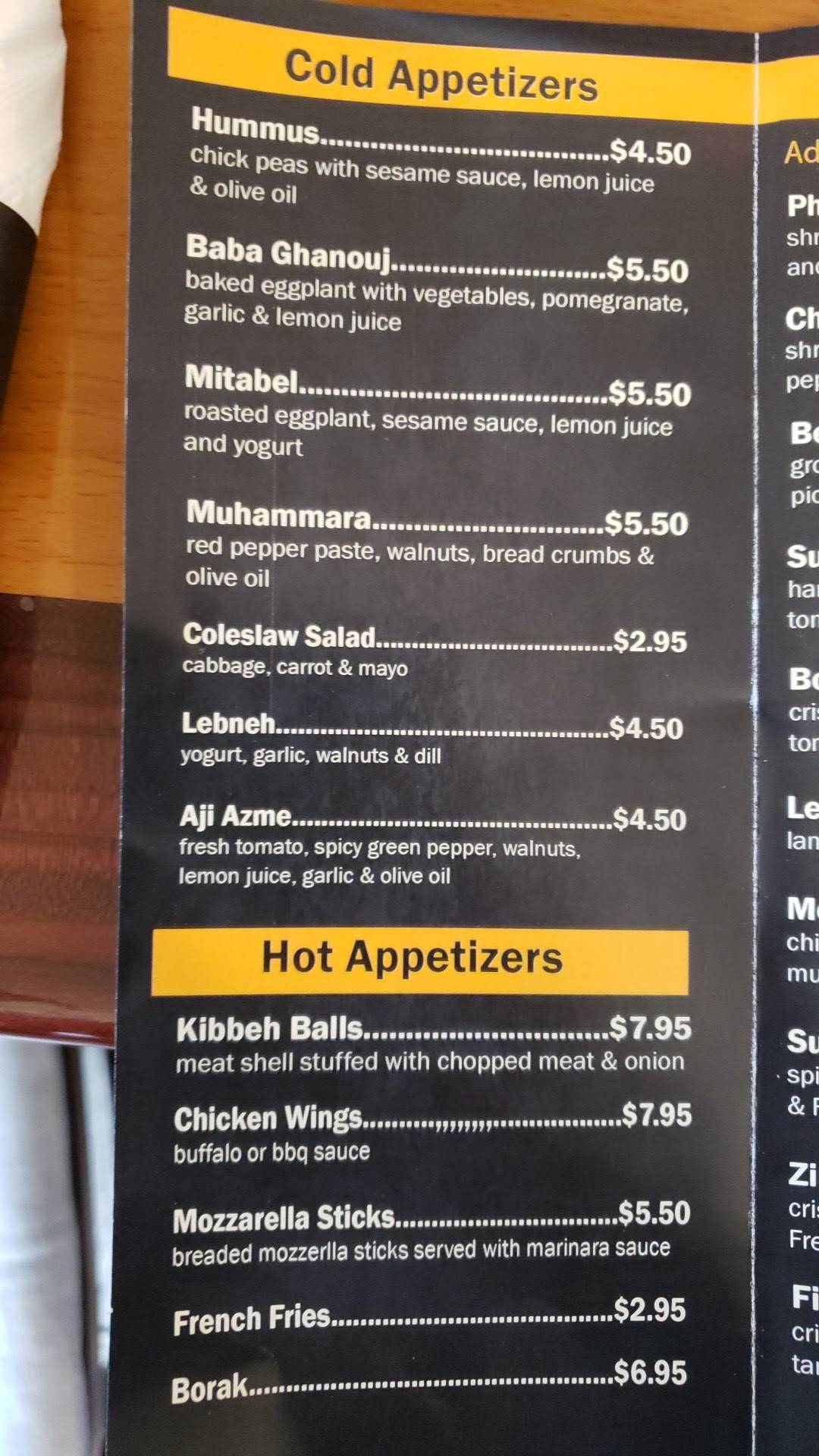 Mogambo Restaurant menu