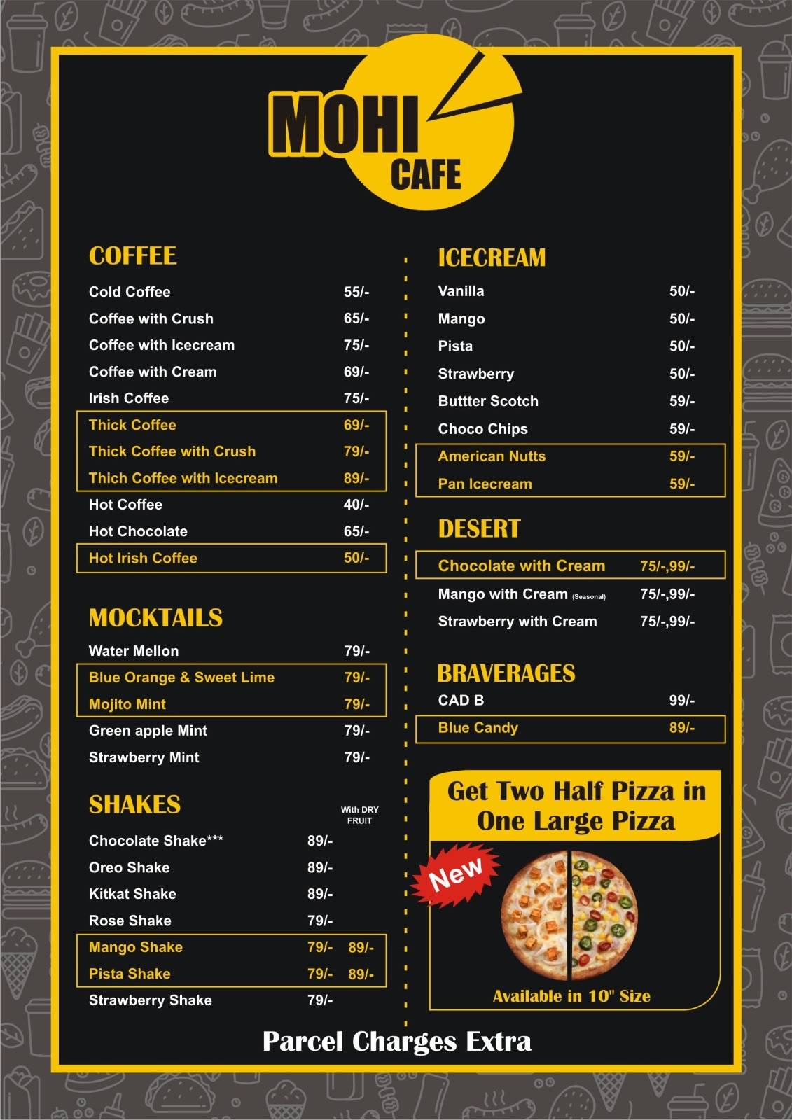 Mohi Cafe menu