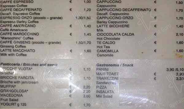 Menu de Mokà