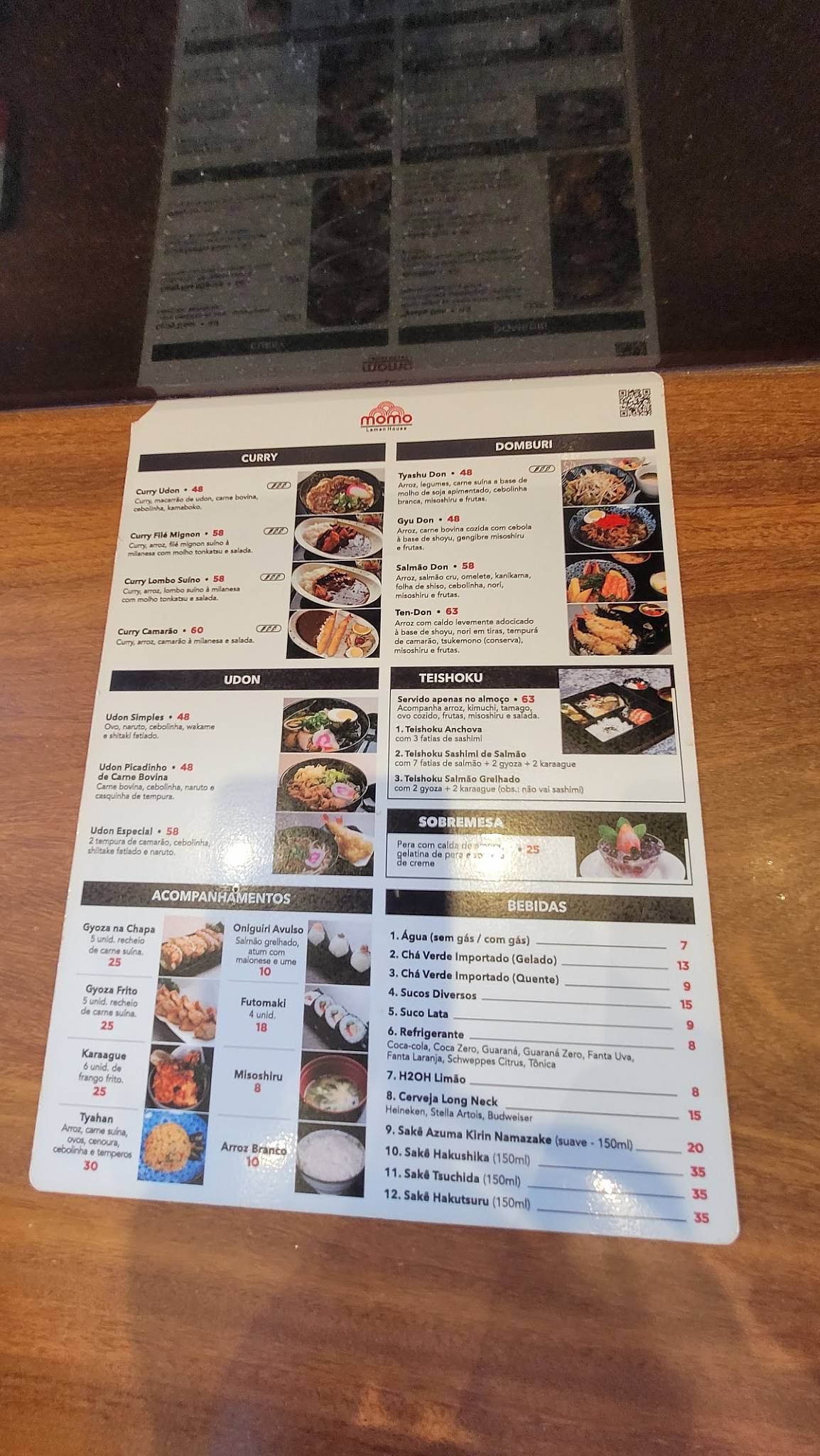 Momo Lamen cardápio