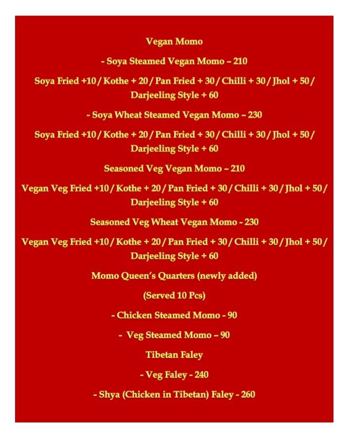 Momo Queen menu