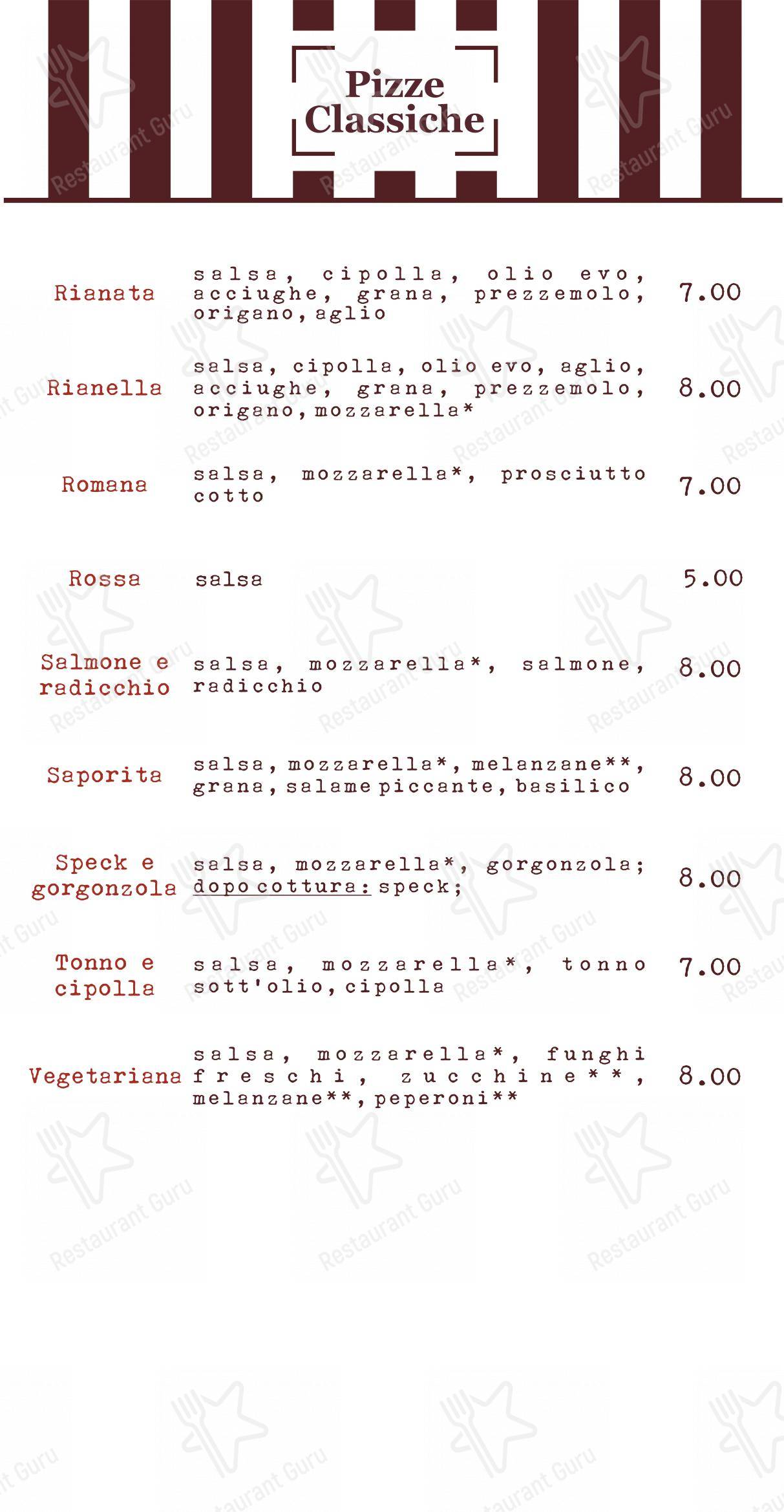 Menu bar per Mondo Pizza in Marsala
