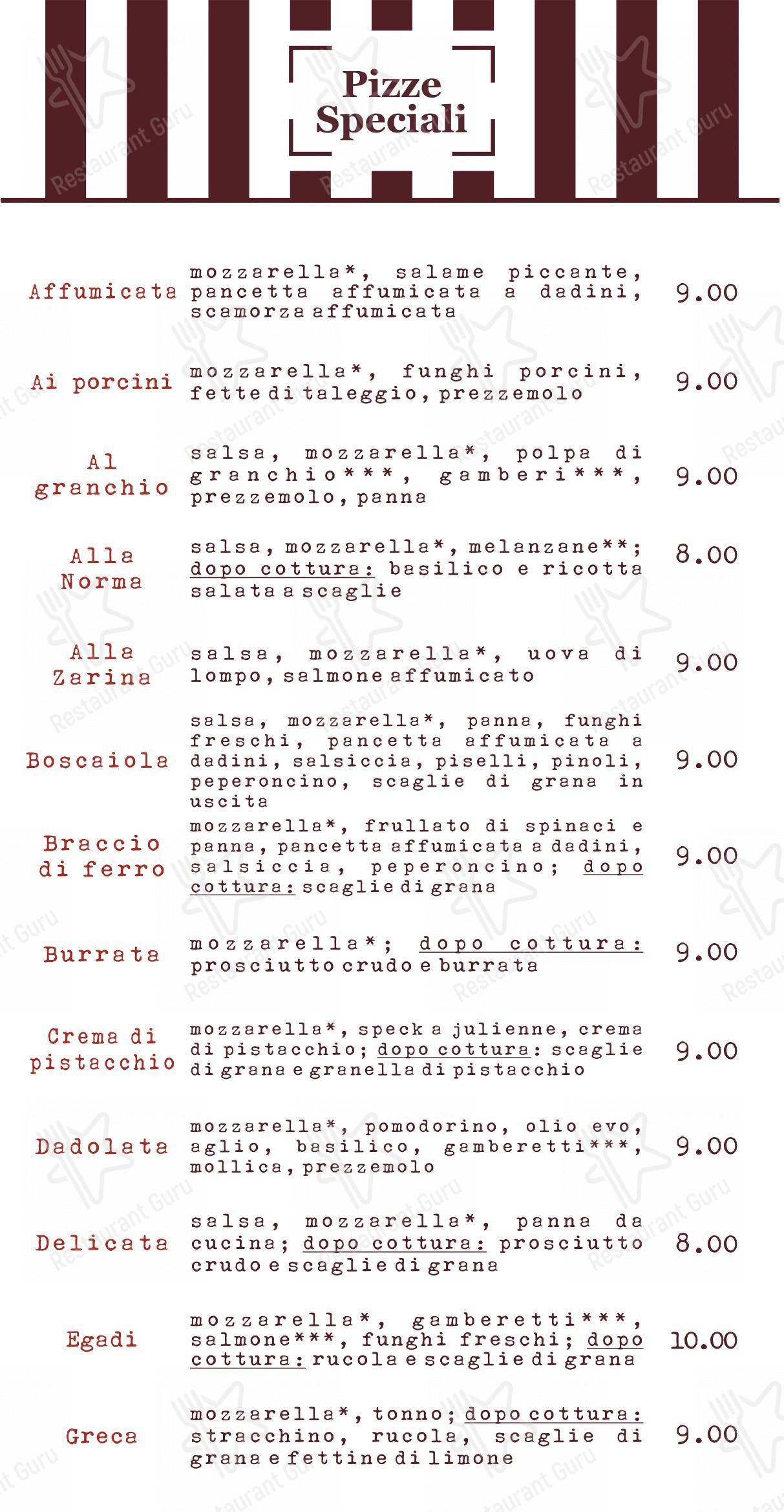 Menu di Mondo Pizza - Menu bar
