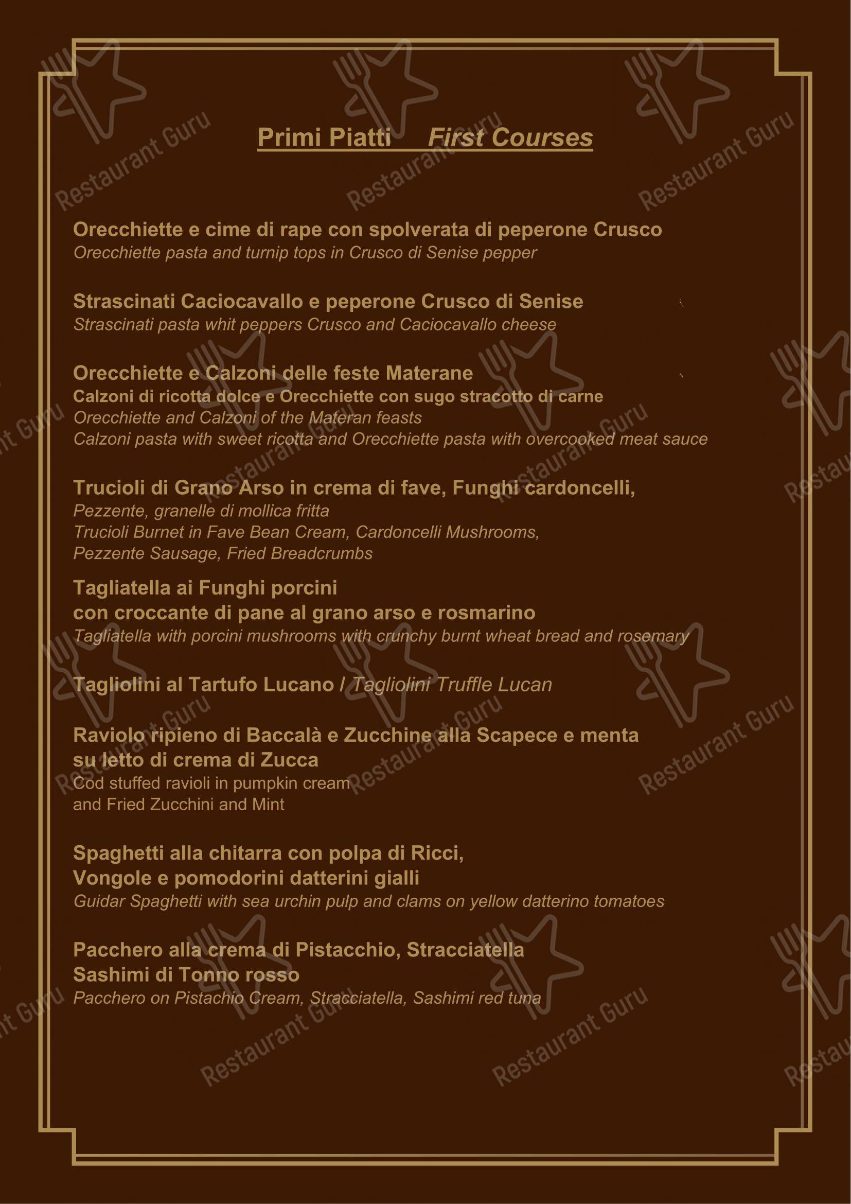菜单 pour Morgan Restaurant dans Matera