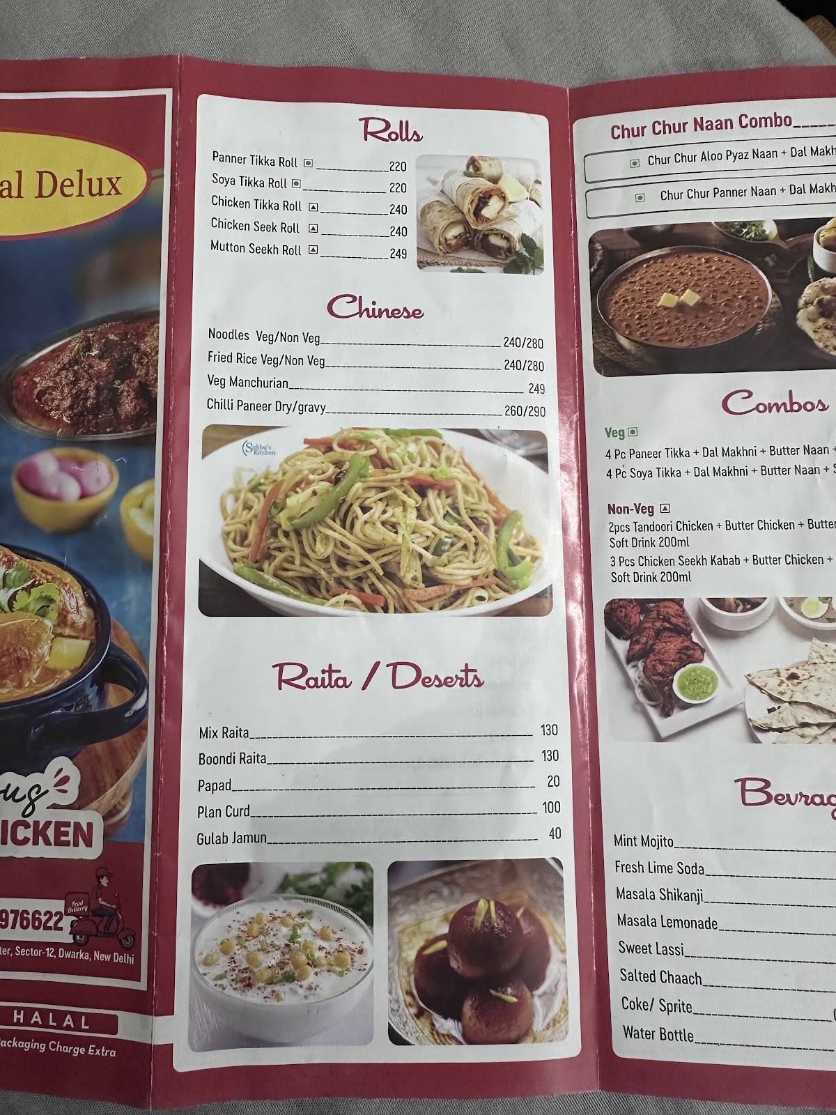 Moti Mahal Delux menu