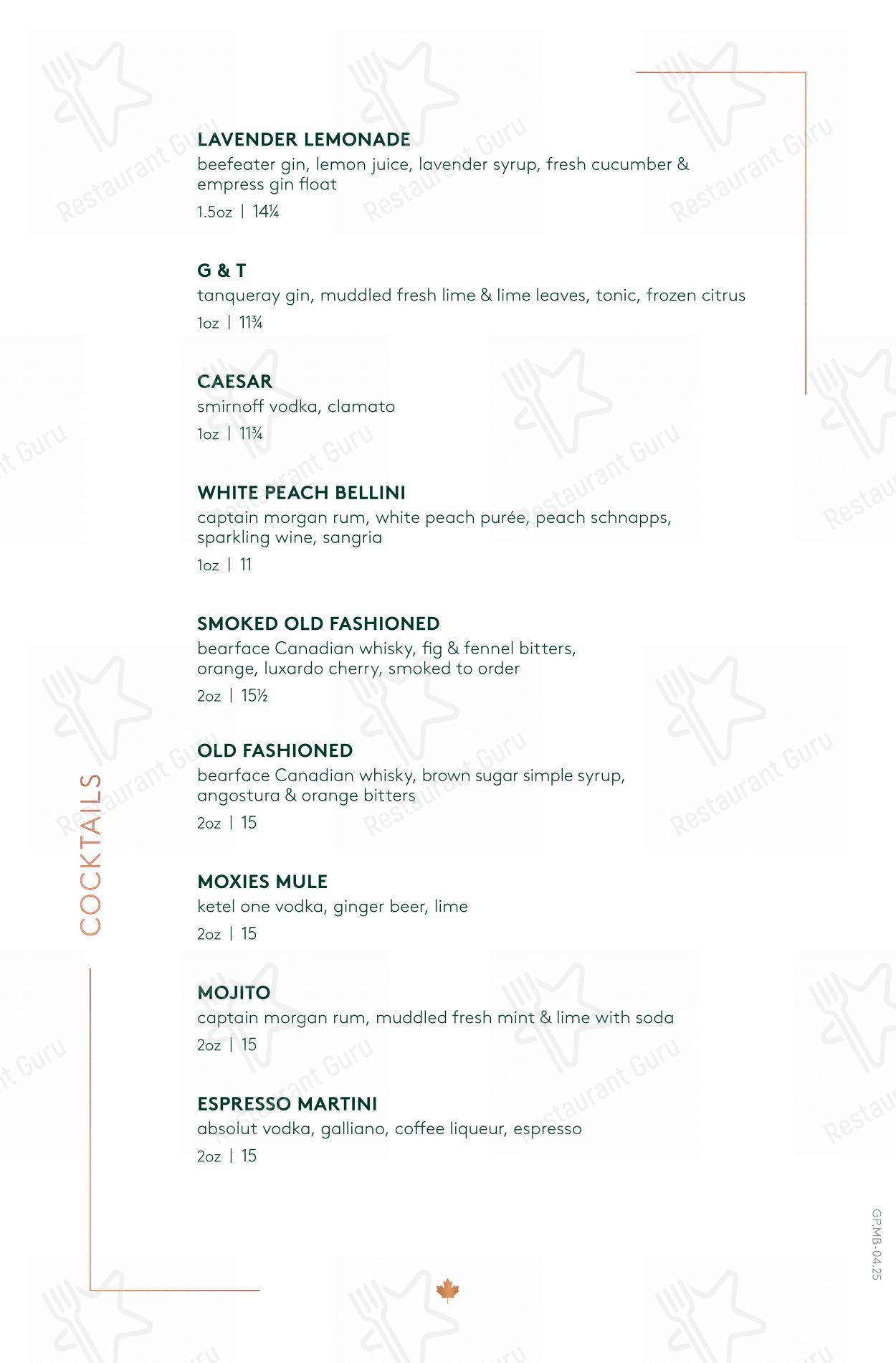 Découvrez le menu pour Moxies Polo Park Restaurant