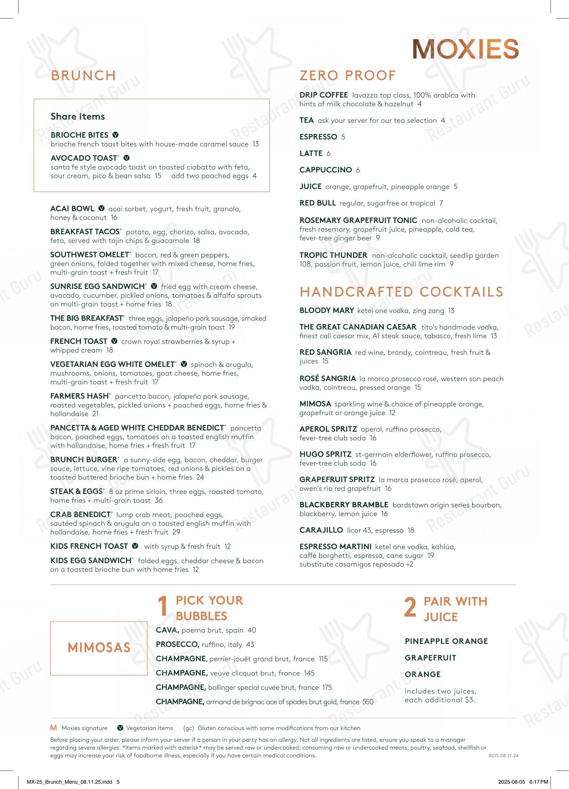 Menu pour Moxies Polo Park Restaurant - Детское