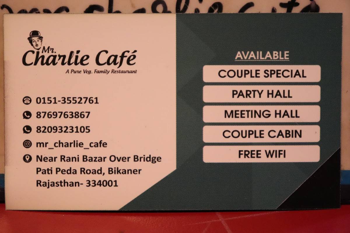 Mr. Charlie Cafe menu