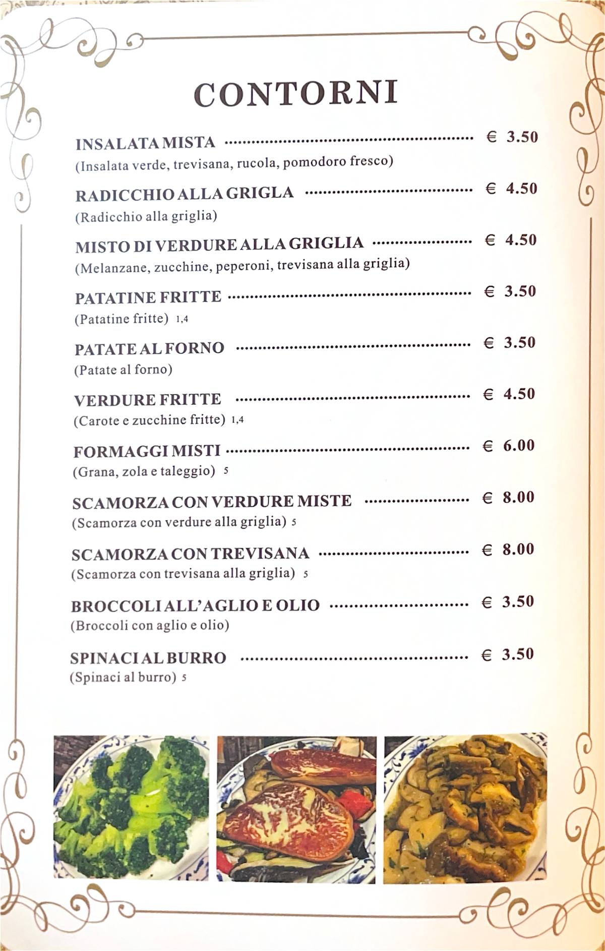 Menu di Mulin de Milan 
