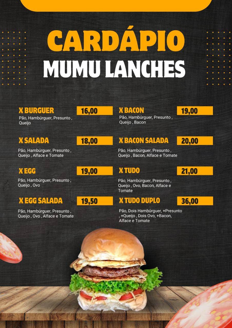 Mumu Lanches cardápio