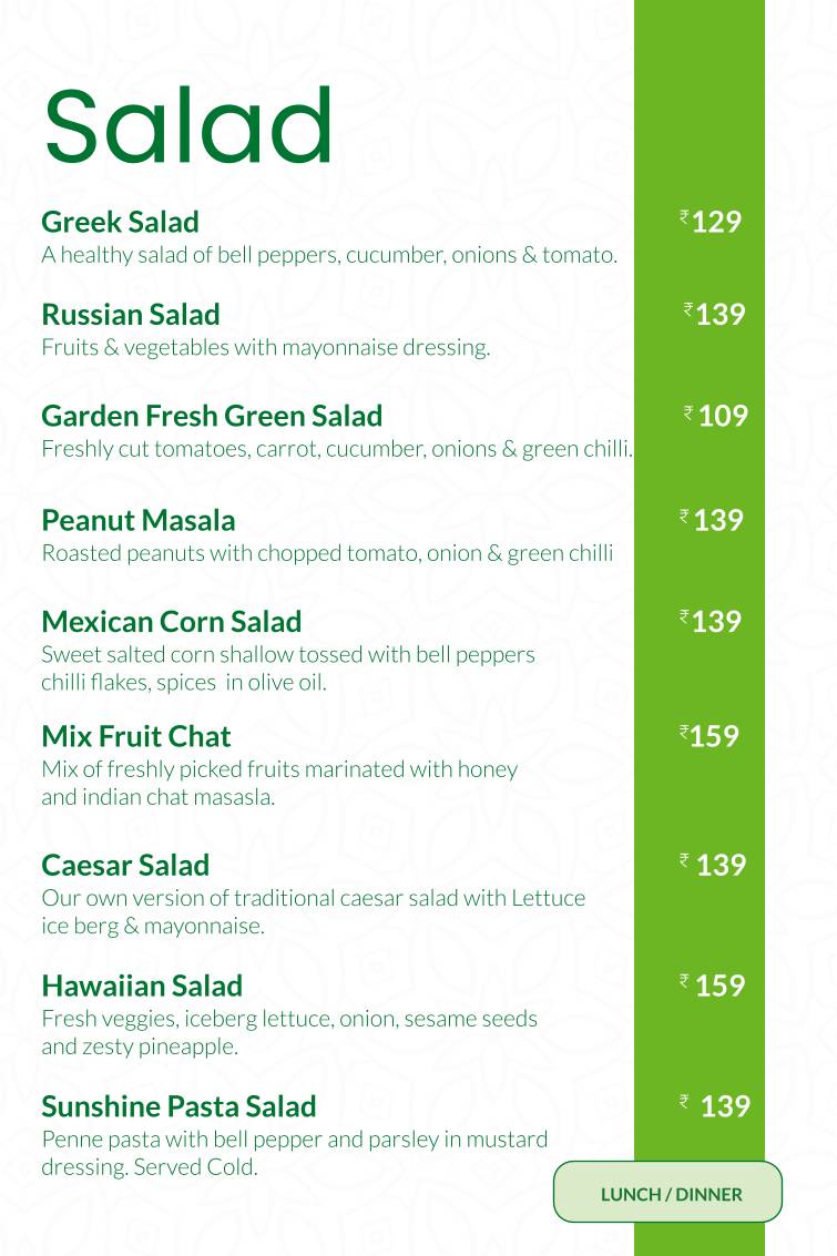 Sattvik - A Vegetarian Delight menu