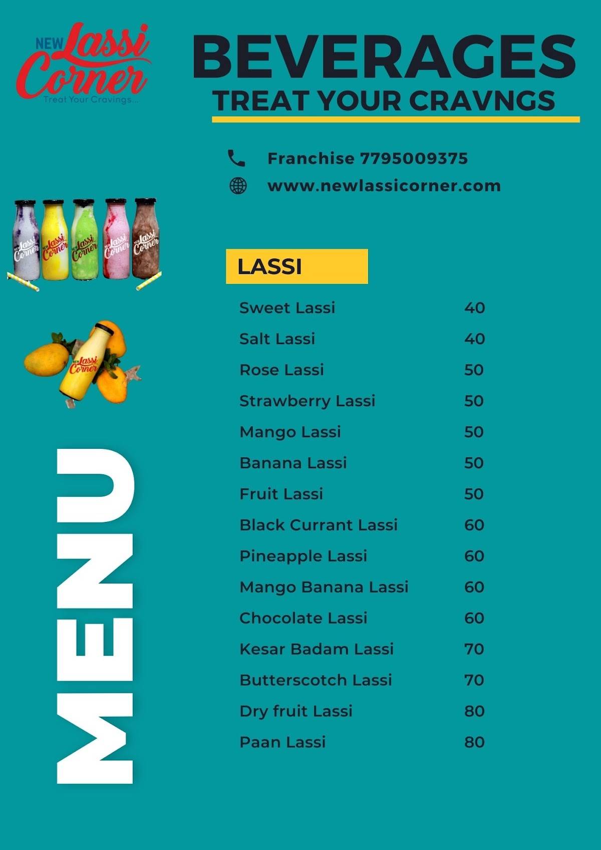 NEW LASSI CORNER/TEA COFFEE CORNER menu
