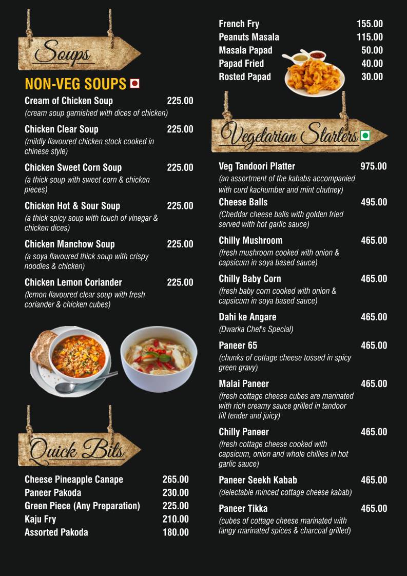 Dwarka Garden Restaurant menu