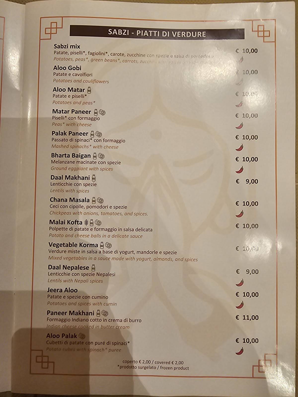 Menu di Namasté Ristorante Indiano 