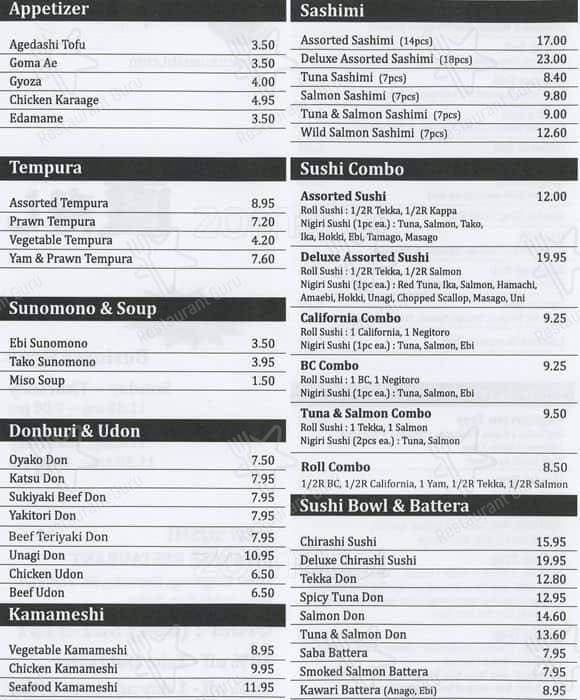 Menu de Nao Sushi