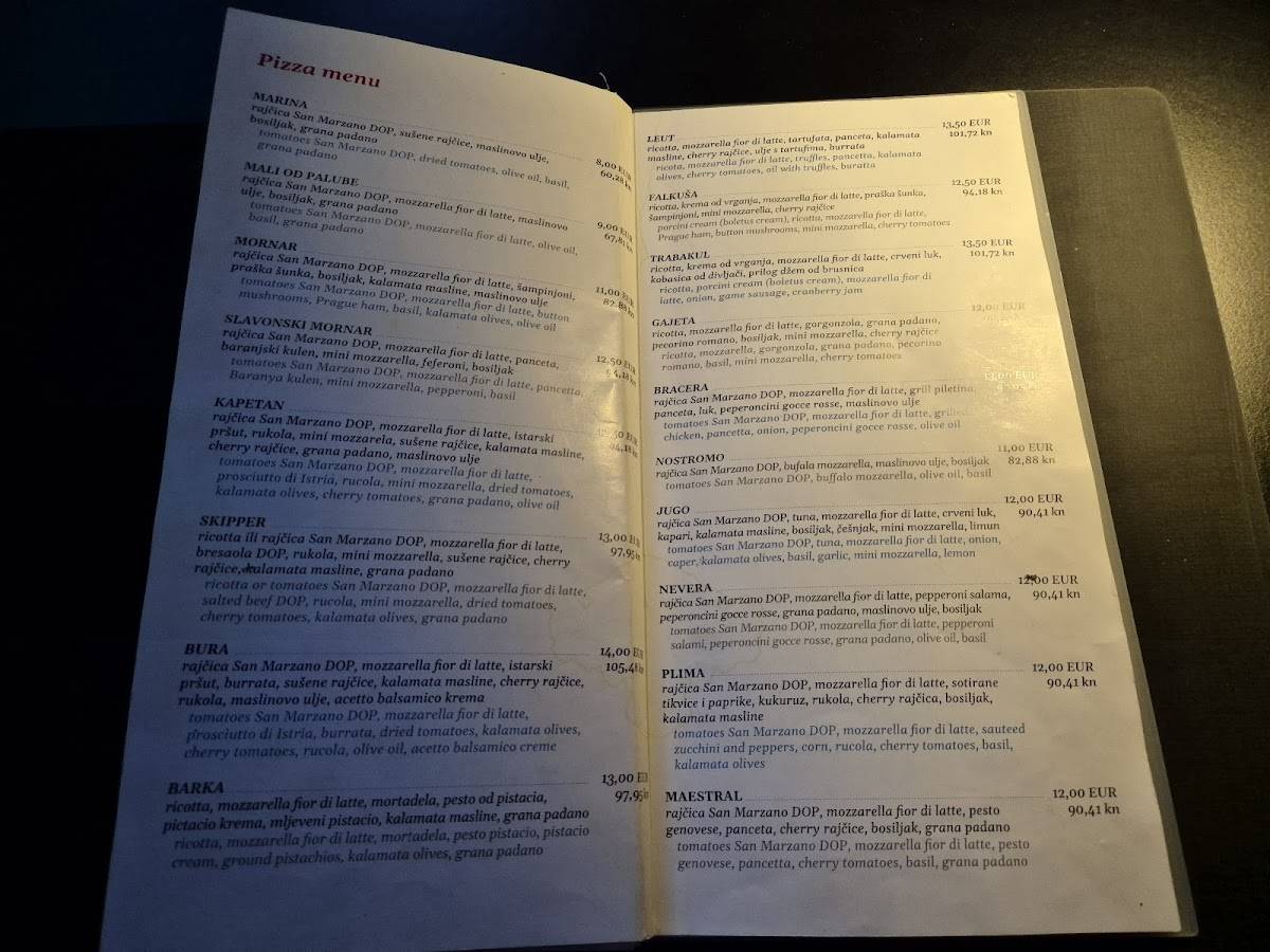 Menu di Nautic pizza 