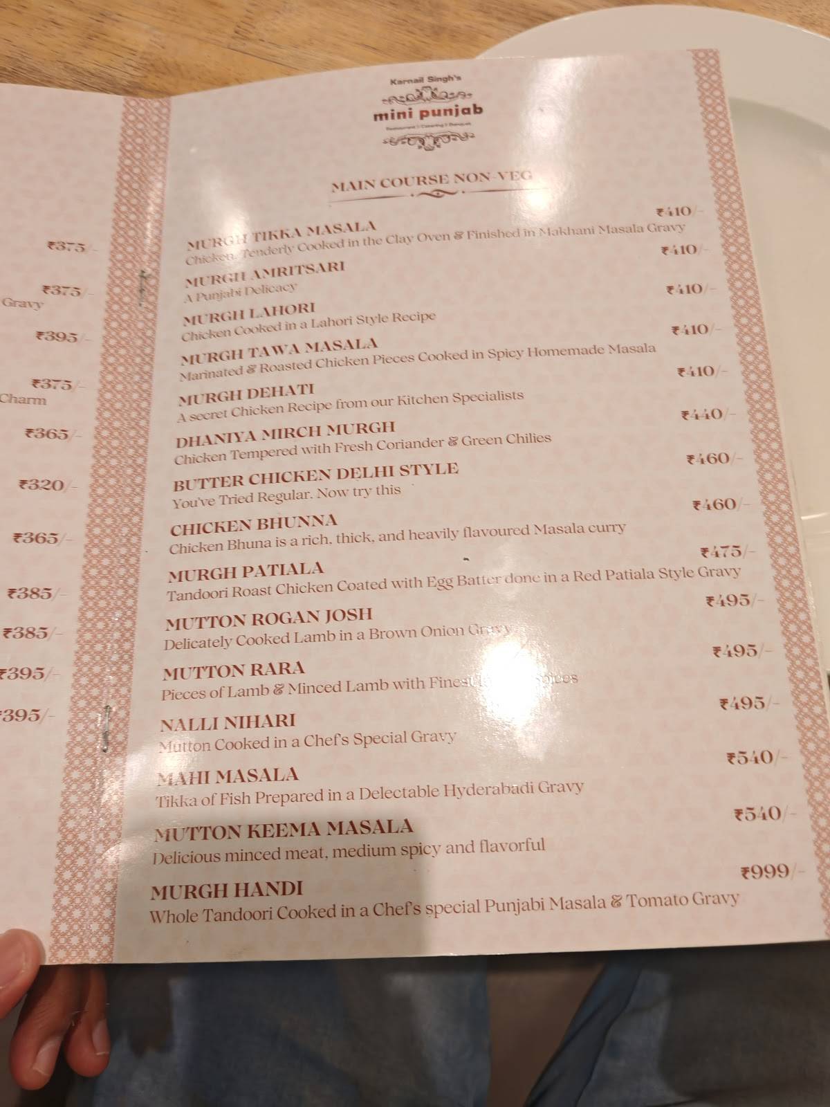 Mini Punjab Vashi menu
