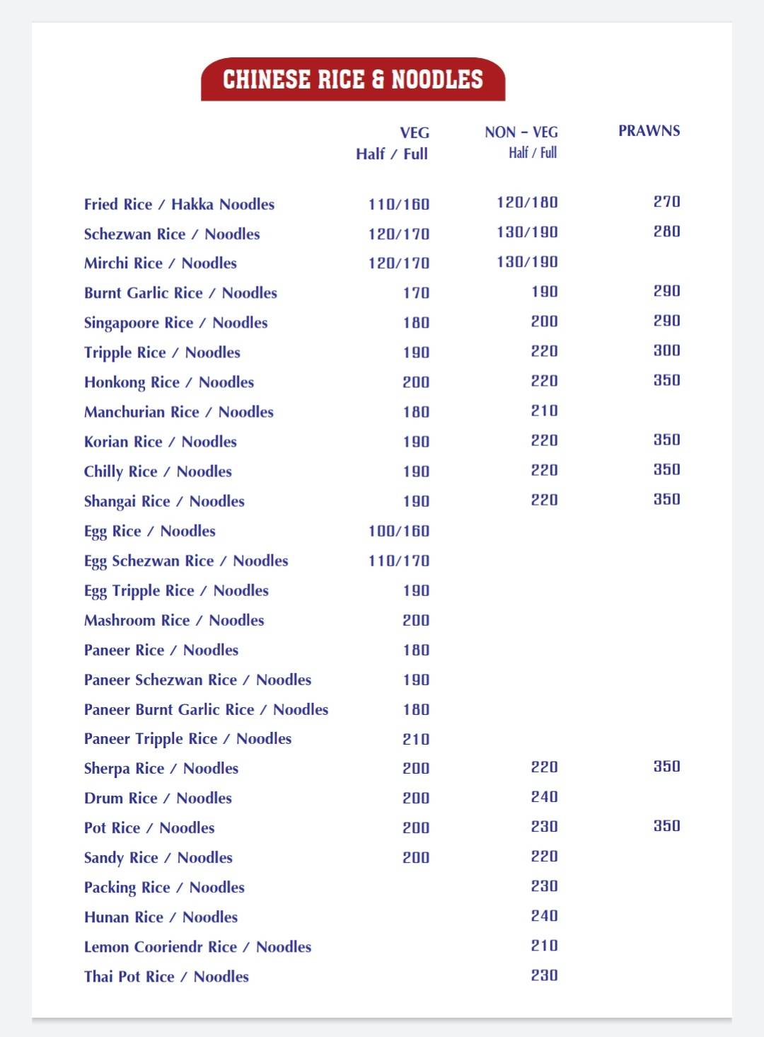 Nikhara Restaurant menu
