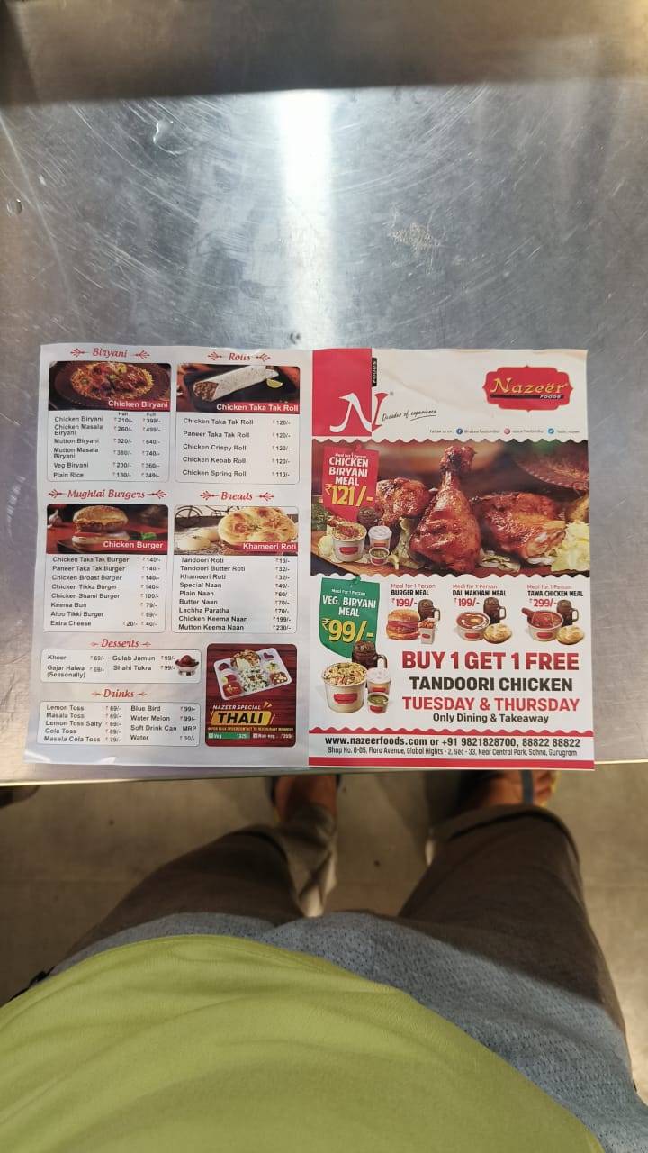 Nazeer Foods menu