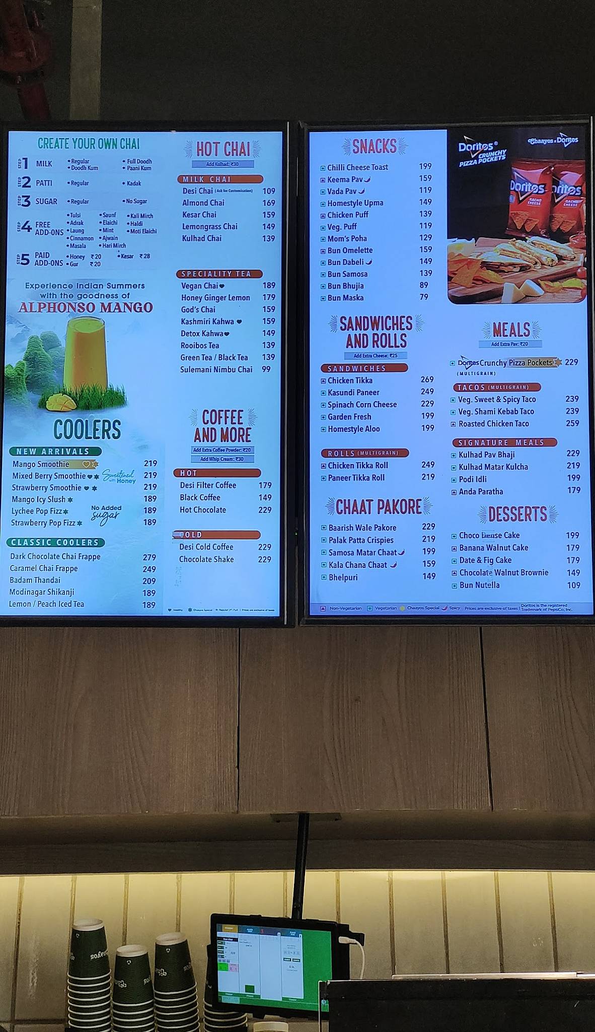Chaayos Cafe at Epicuria Mall menu