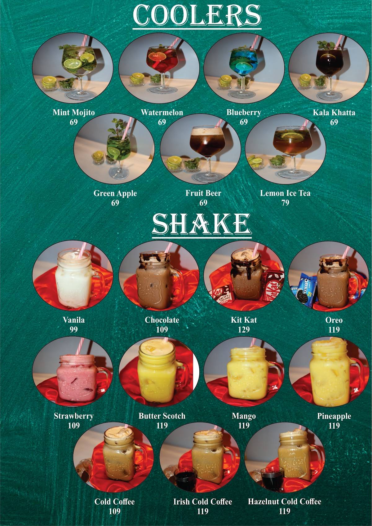 Pizza studio menu