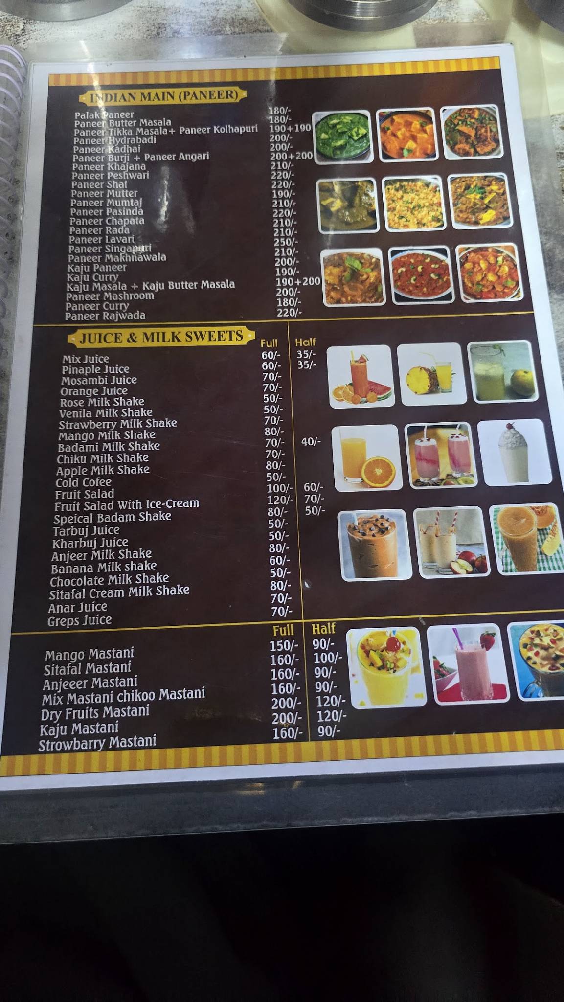 New Rajesh Hotel menu